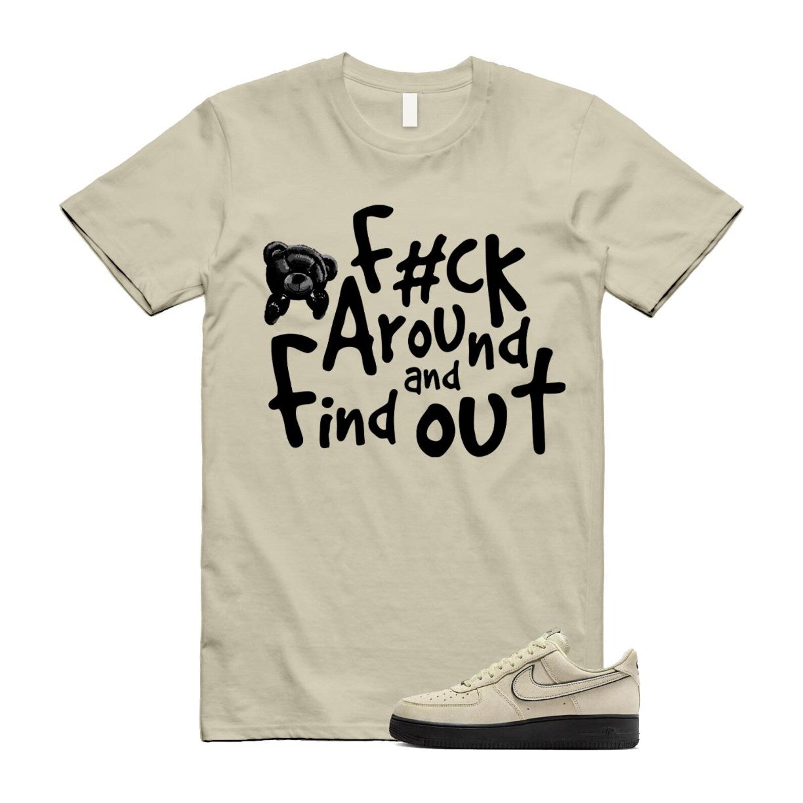 Air Force 1 Light Khaki Black '07 LV8 T Shirt Match FCK HQ2037-200 T-Shirt, Sneaker Match Tee