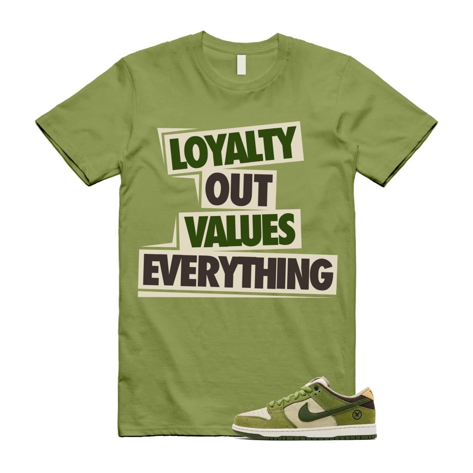 Dunk Yuto Horigome Matcha Asparagus Legion Green Loden Sienna T Shirt Match LOVE HF8022-300 T-Shirt, Sneaker Match Tee