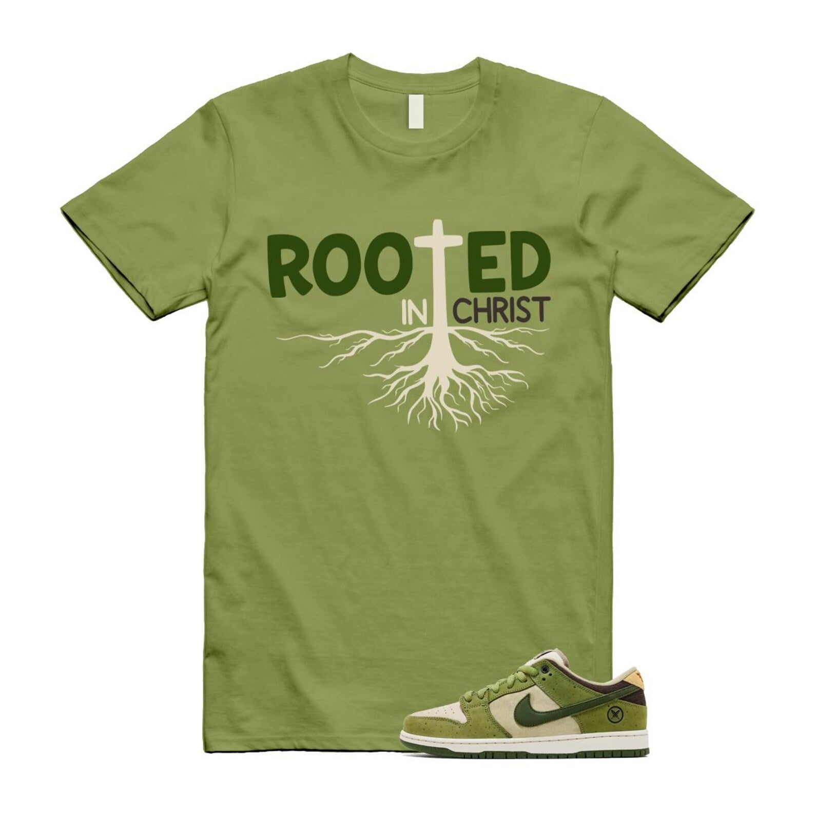 Dunk Yuto Horigome Matcha Asparagus Legion Green Loden Sienna T Shirt Match ROOTED HF8022-300 T-Shirt, Sneaker Match Tee