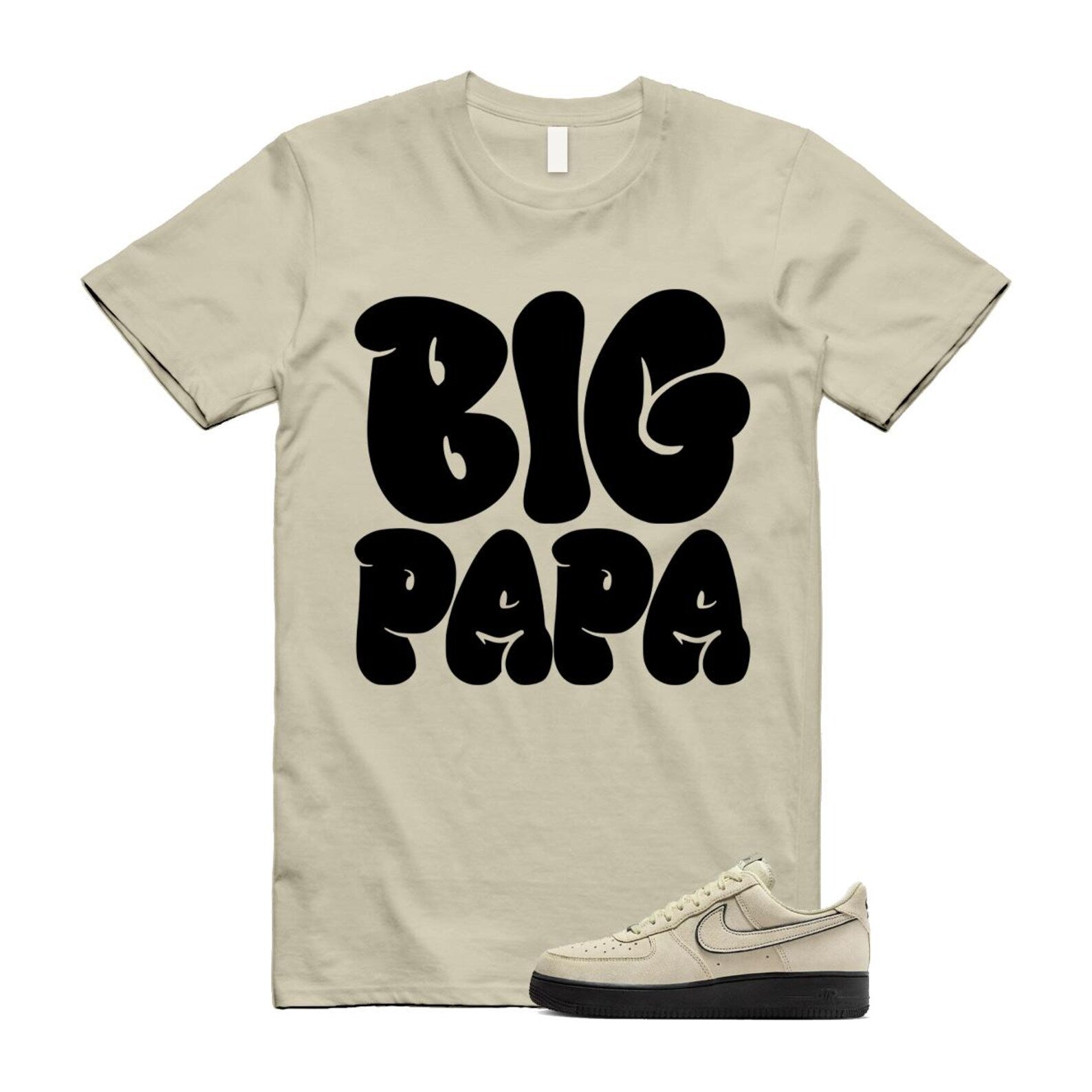 Air Force 1 Light Khaki Black '07 LV8 T Shirt Match PAPA HQ2037-200 T-Shirt, Sneaker Match Tee
