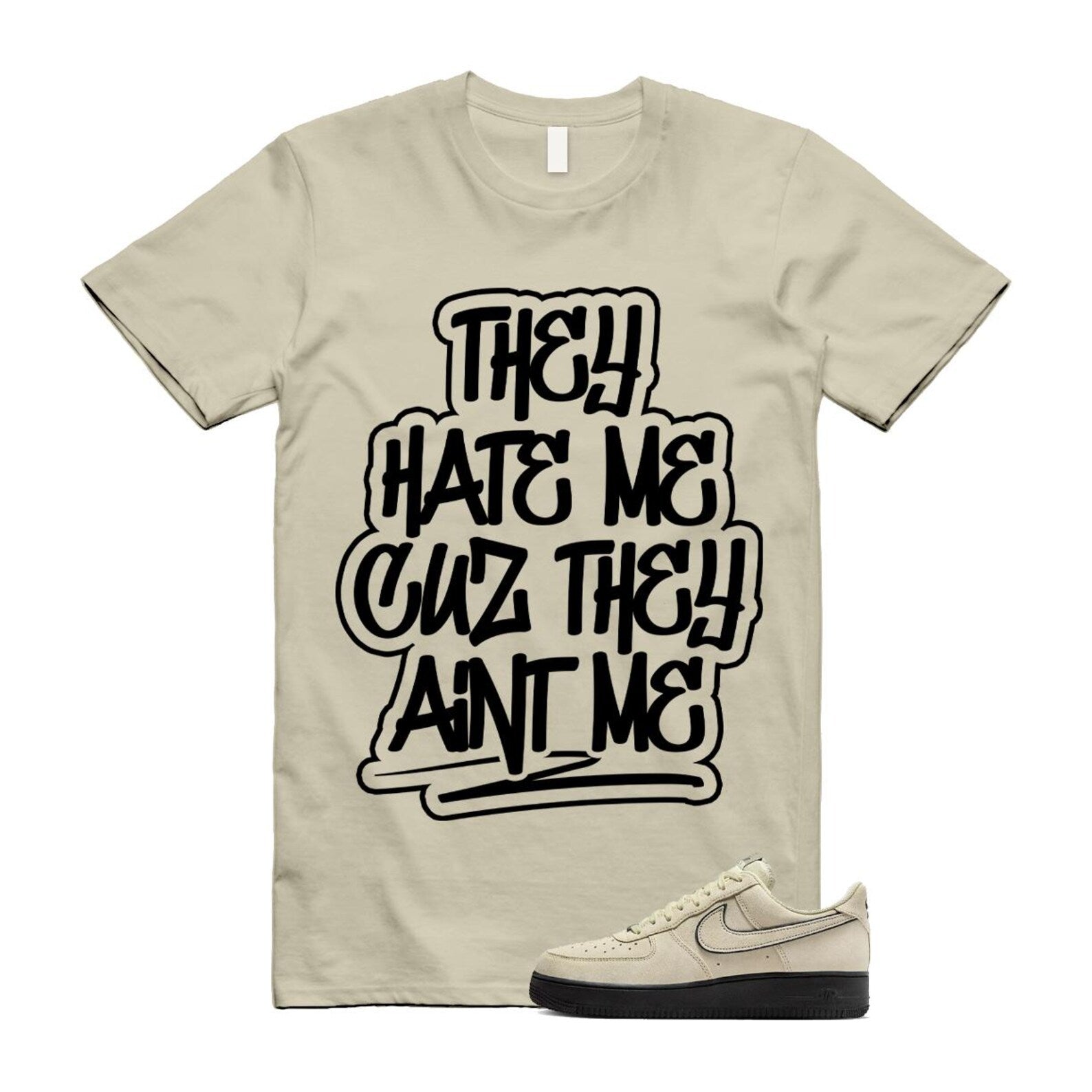 Air Force 1 Light Khaki Black '07 LV8 T Shirt Match AINT HQ2037-200 T-Shirt, Sneaker Match Tee