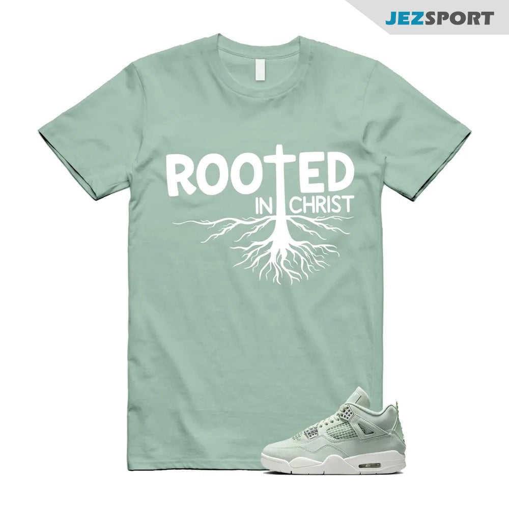 ROOTED Shirts To Match Jordans 4s Abundance AJ4 Seafoam, HV0823-003 Sneaker Match Tees T-Shirt, Sneaker Match Tee