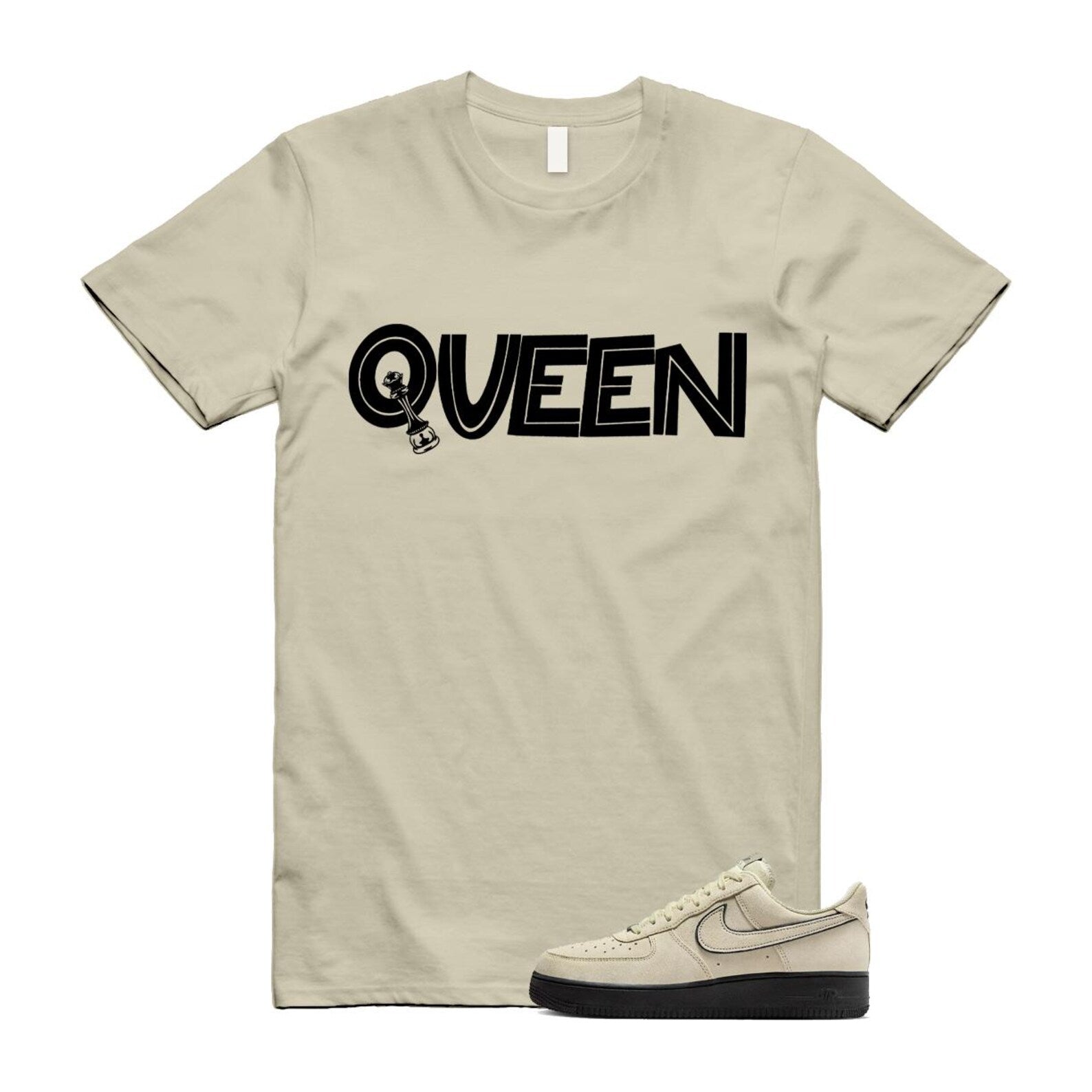 Air Force 1 Light Khaki Black '07 LV8 T Shirt Match QUEEN HQ2037-200 T-Shirt, Sneaker Match Tee