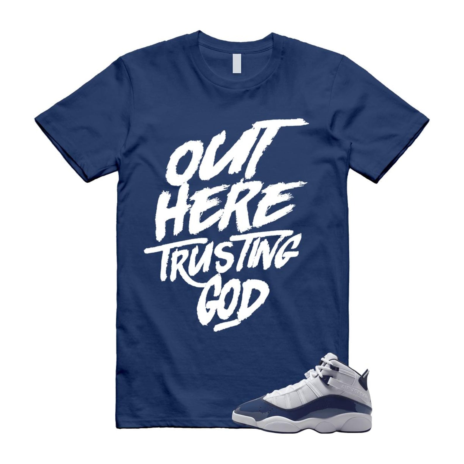 6 Rings White Midnight Navy T Shirt Match TG 323419-124 T-Shirt, Sneaker Match Tee