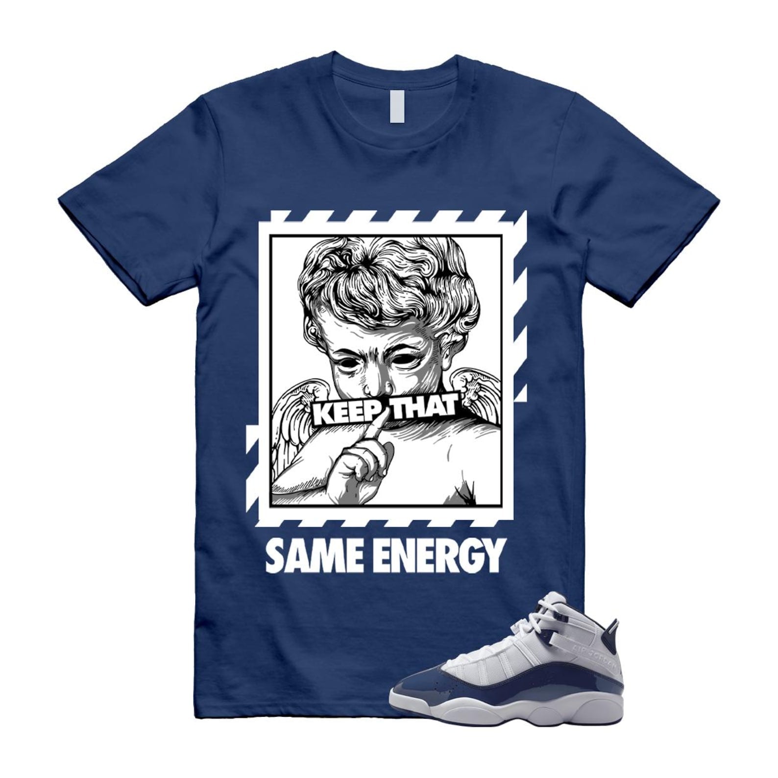 6 Rings White Midnight Navy T Shirt Match ENERGY 323419-124 T-Shirt, Sneaker Match Tee