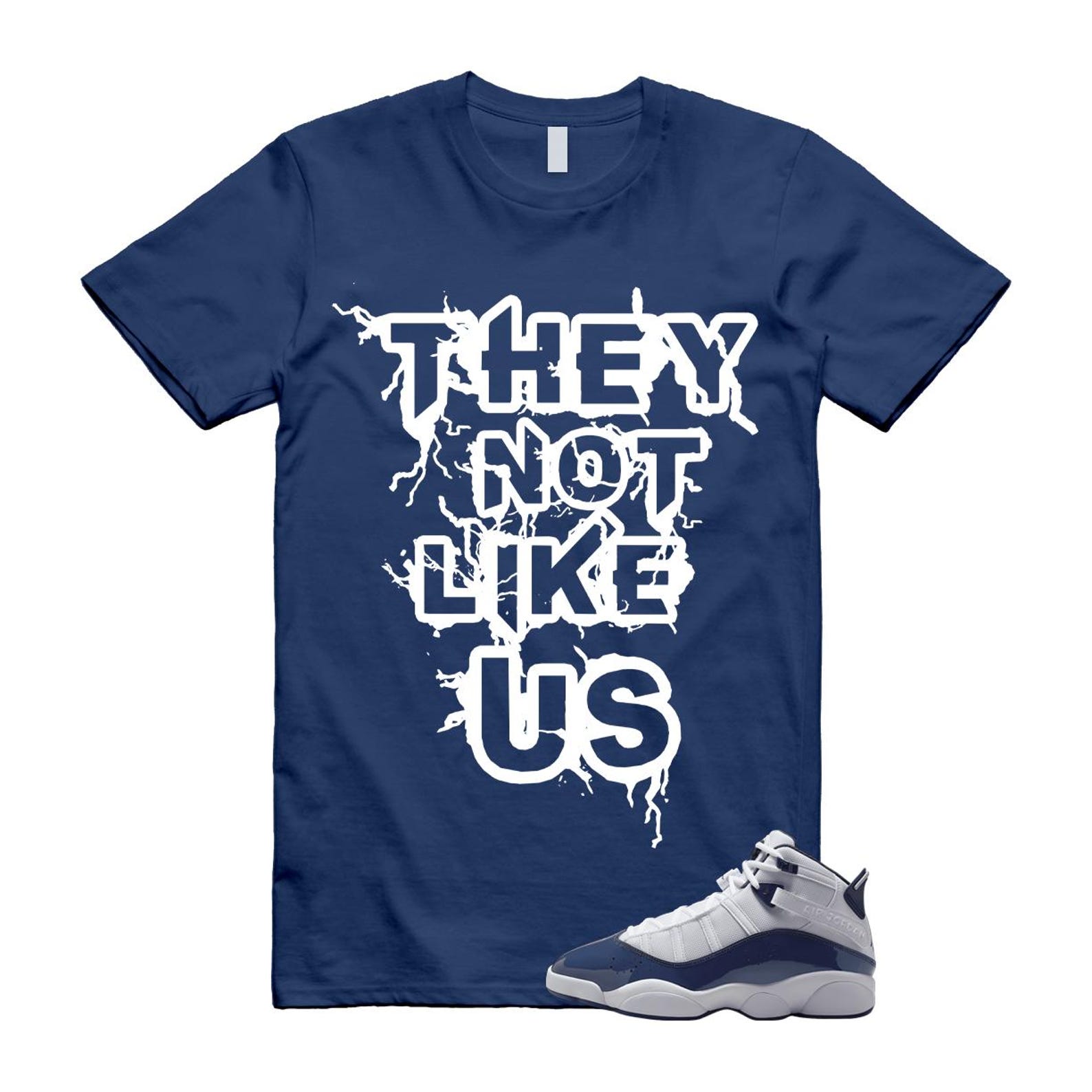 6 Rings White Midnight Navy T Shirt Match US 323419-124 T-Shirt, Sneaker Match Tee