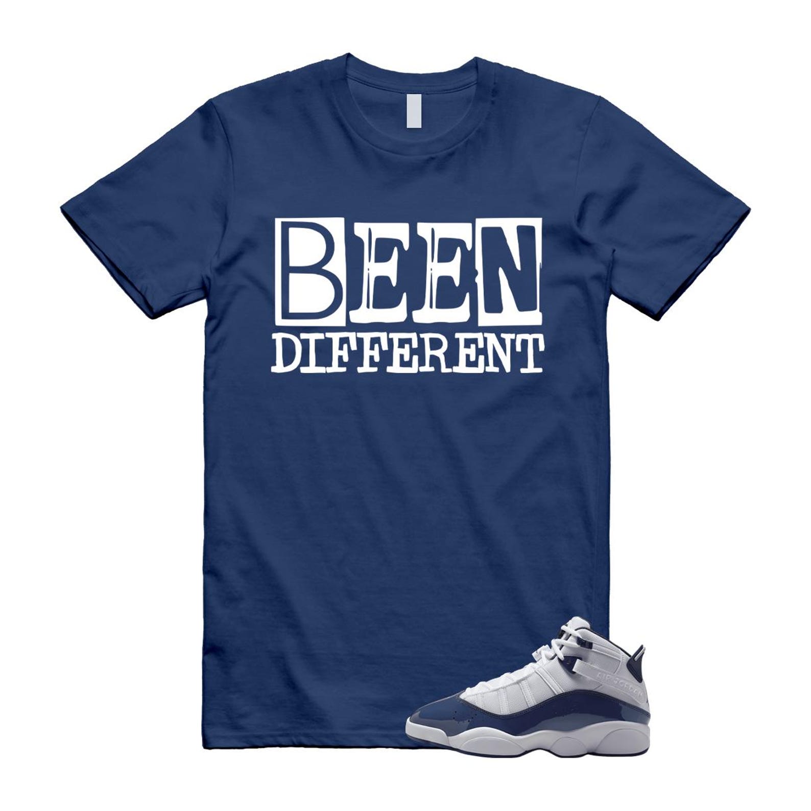 6 Rings White Midnight Navy T Shirt Match BEEN 323419-124 T-Shirt, Sneaker Match Tee