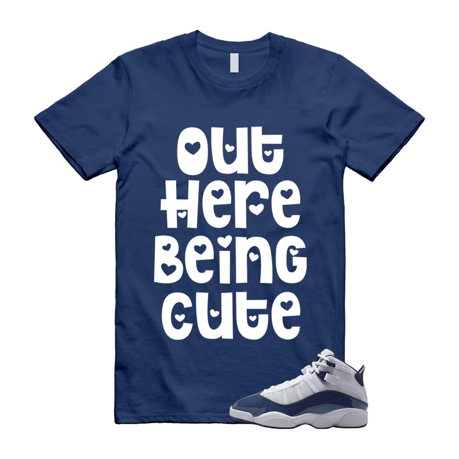 6 Rings White Midnight Navy T Shirt Match OHBC 323419-124 T-Shirt, Sneaker Match Tee