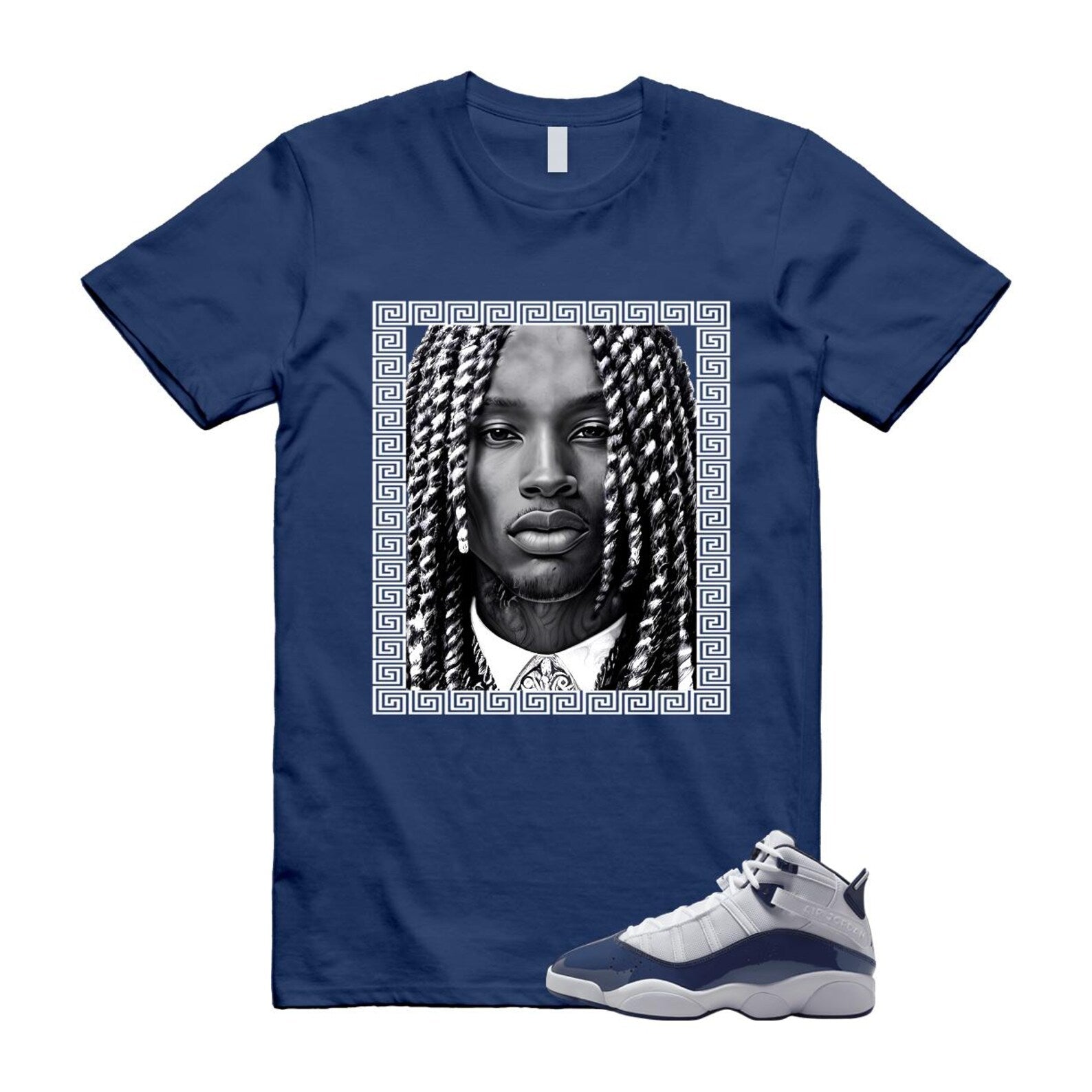 6 Rings White Midnight Navy T Shirt Match VON 323419-124 T-Shirt, Sneaker Match Tee