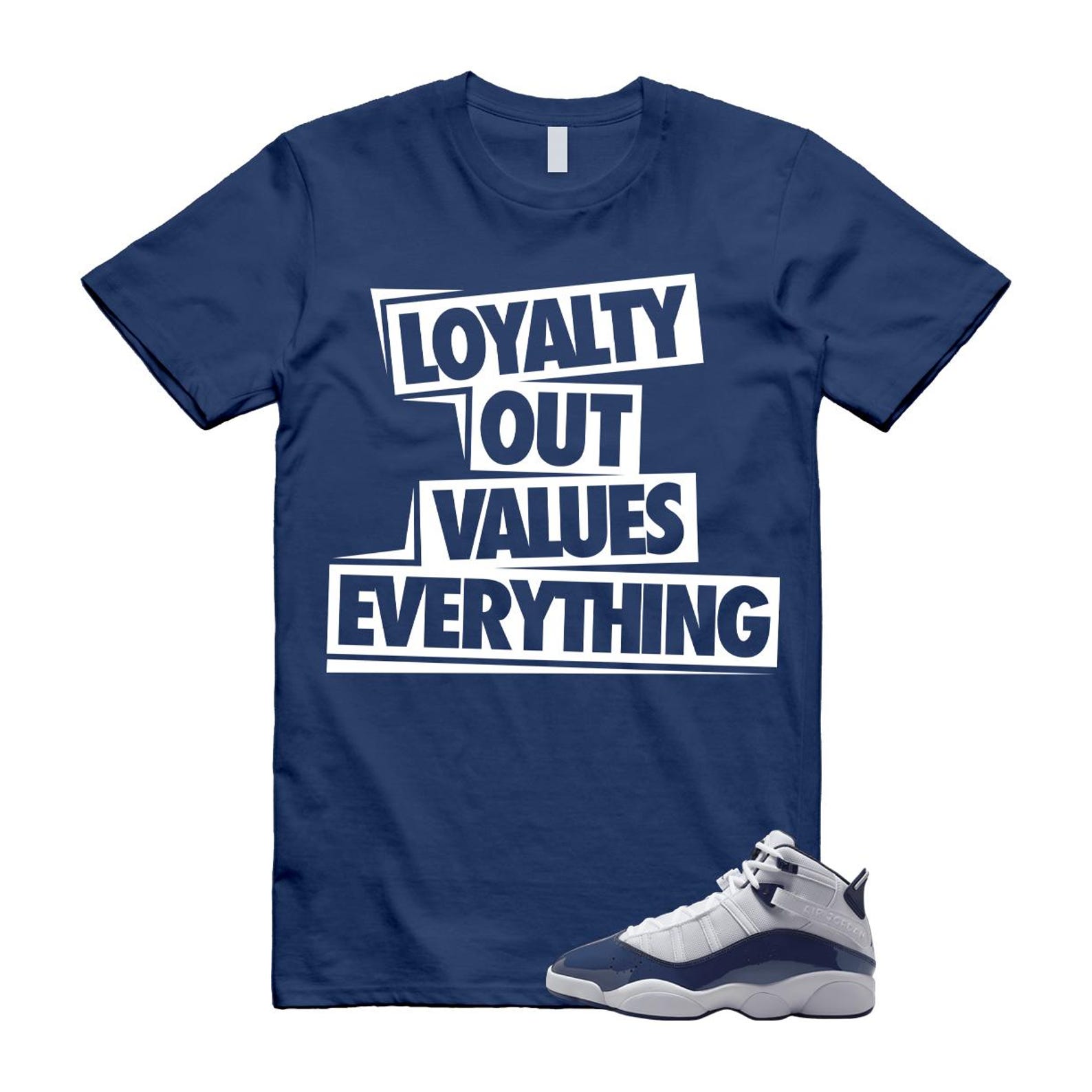 6 Rings White Midnight Navy T Shirt Match LOVE 323419-124 T-Shirt, Sneaker Match Tee