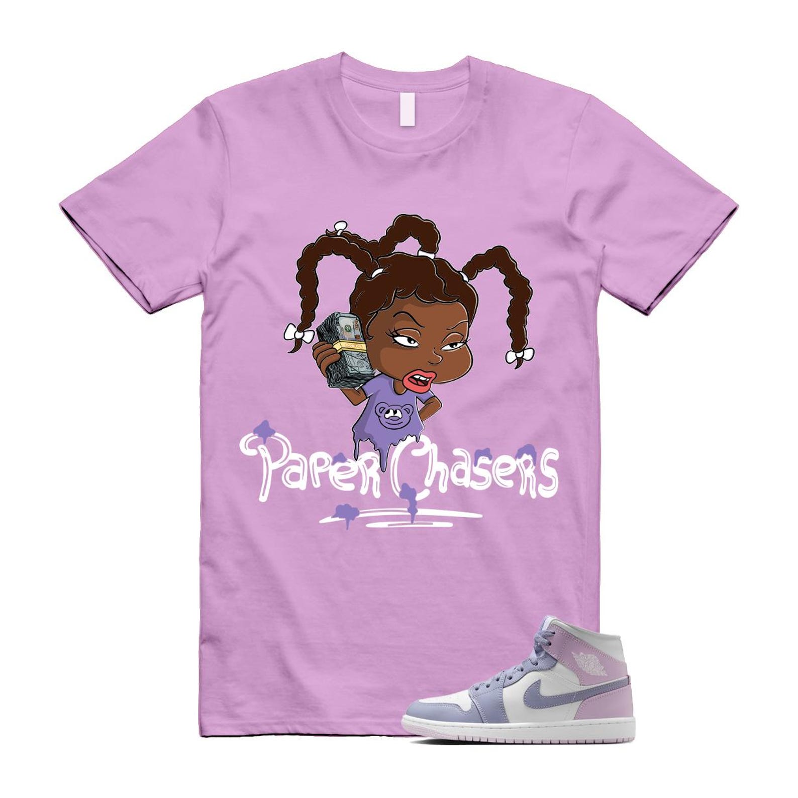 1 Indigo Haze Doll White Purple T Shirt Match PC BQ6472-510 T-Shirt, Sneaker Match Tee