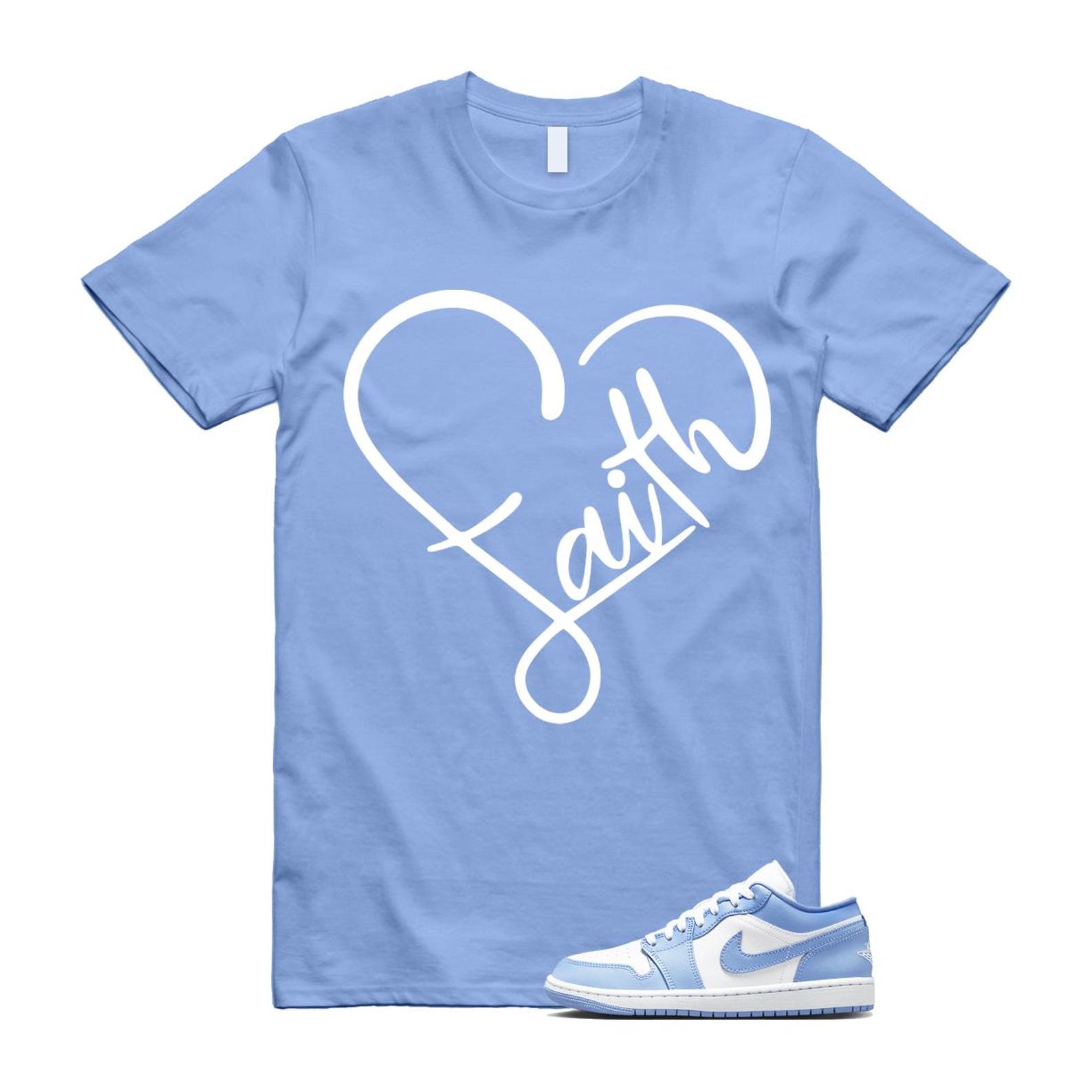 Jordan 1 Low White Aluminum T Shirt Match FAITH DC0774-142 T-Shirt, Sneaker Match Tee