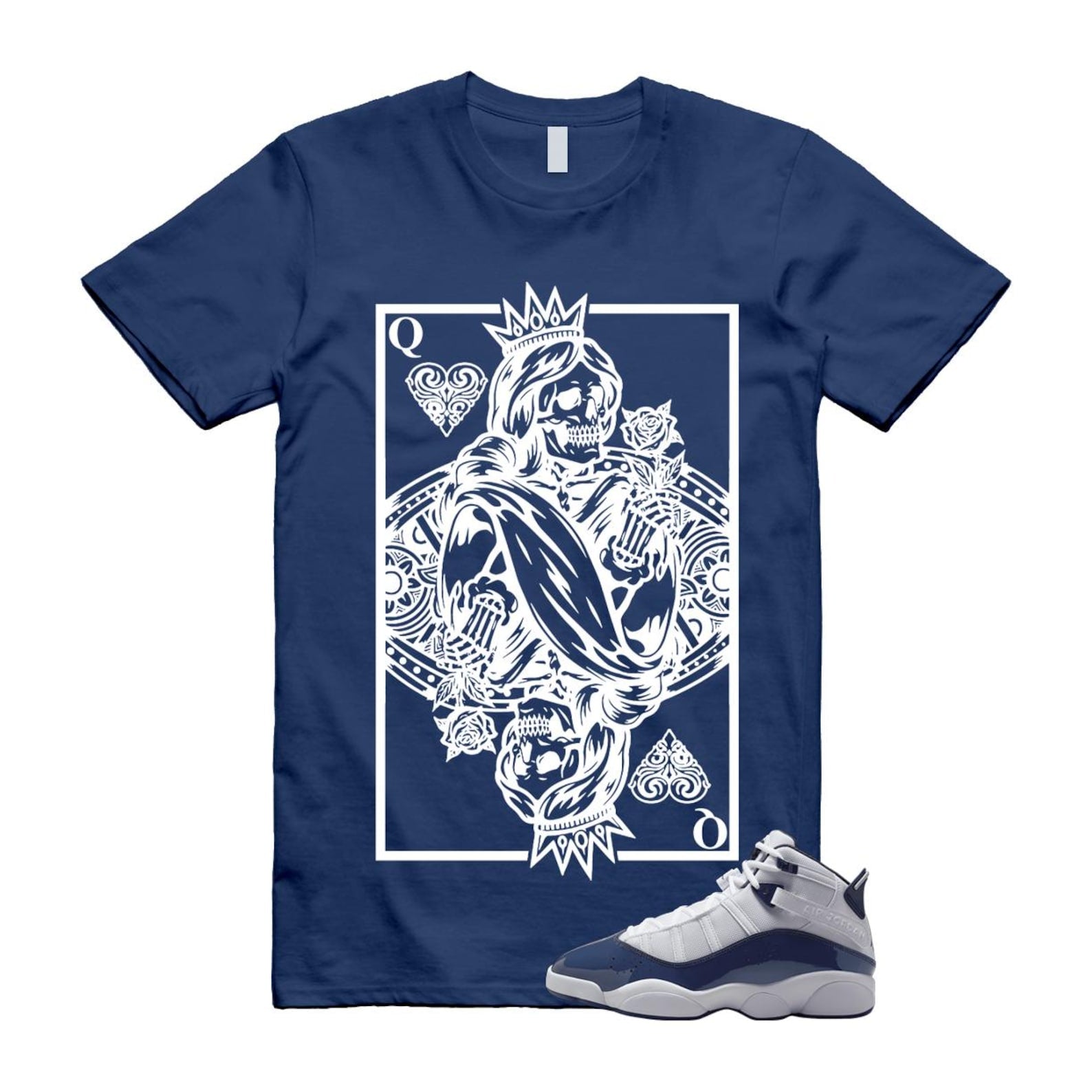 6 Rings White Midnight Navy T Shirt Match QC 323419-124 T-Shirt, Sneaker Match Tee
