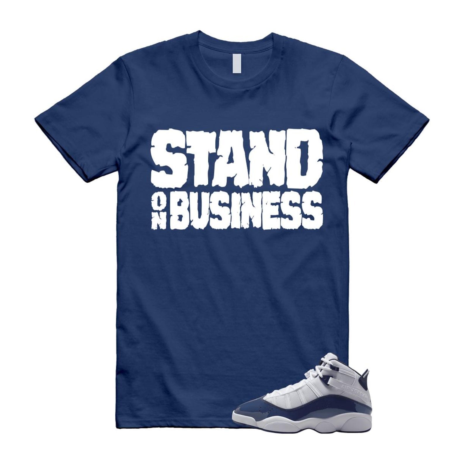 6 Rings White Midnight Navy T Shirt Match SOB 323419-124 T-Shirt, Sneaker Match Tee