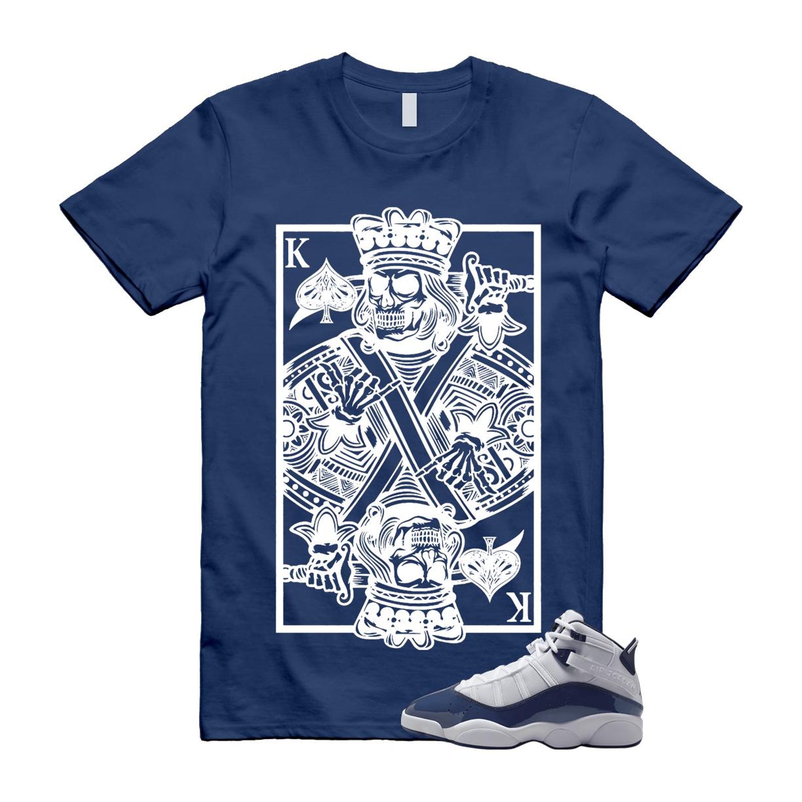6 Rings White Midnight Navy T Shirt Match KC 323419-124 T-Shirt, Sneaker Match Tee