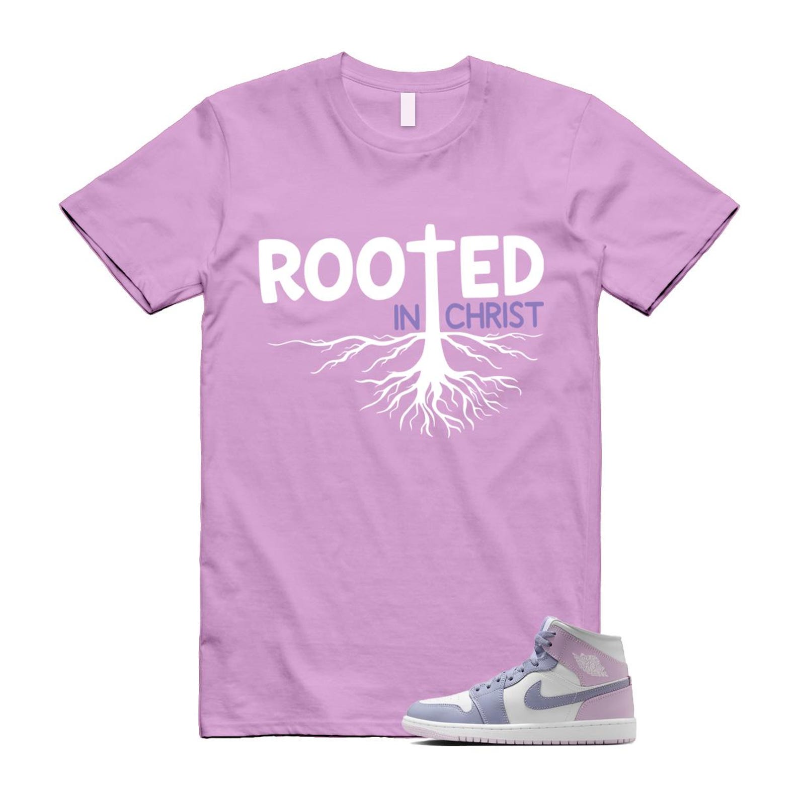 1 Indigo Haze Doll White Purple T Shirt Match ROOTED BQ6472-510 T-Shirt, Sneaker Match Tee