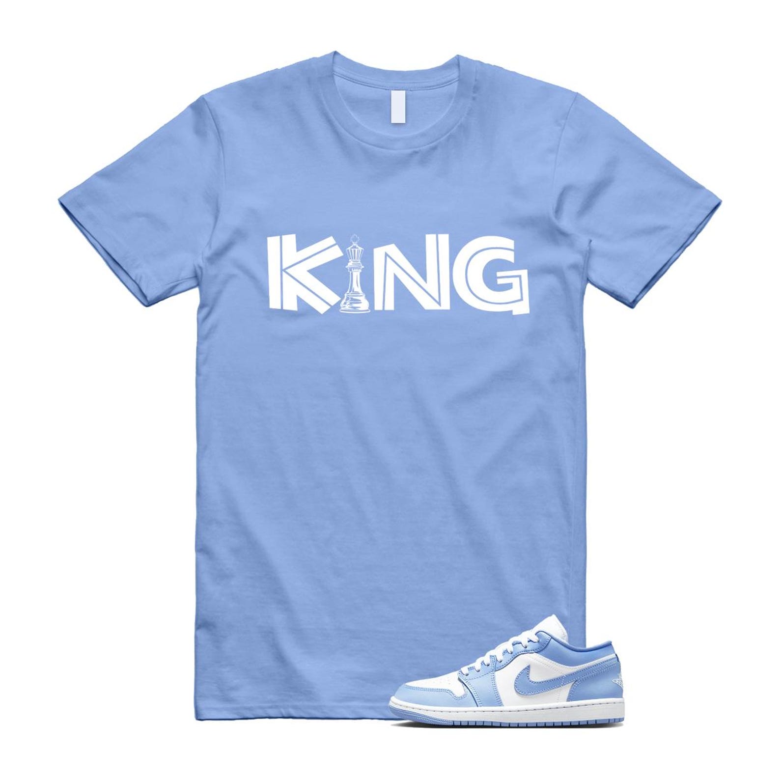 Jordan 1 Low White Aluminum T Shirt Match KING DC0774-142 T-Shirt, Sneaker Match Tee
