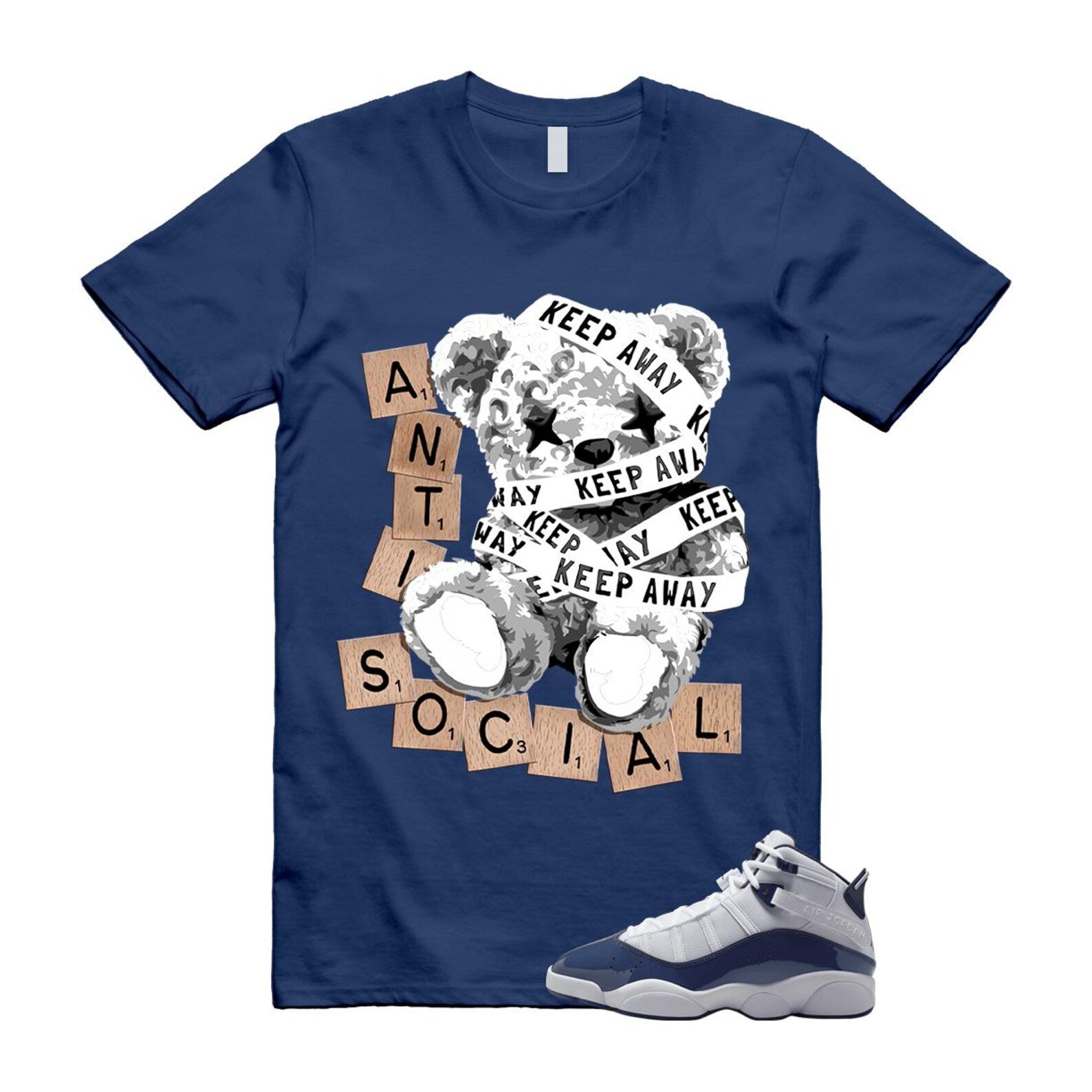 6 Rings White Midnight Navy T Shirt Match ANTI 323419-124 T-Shirt, Sneaker Match Tee
