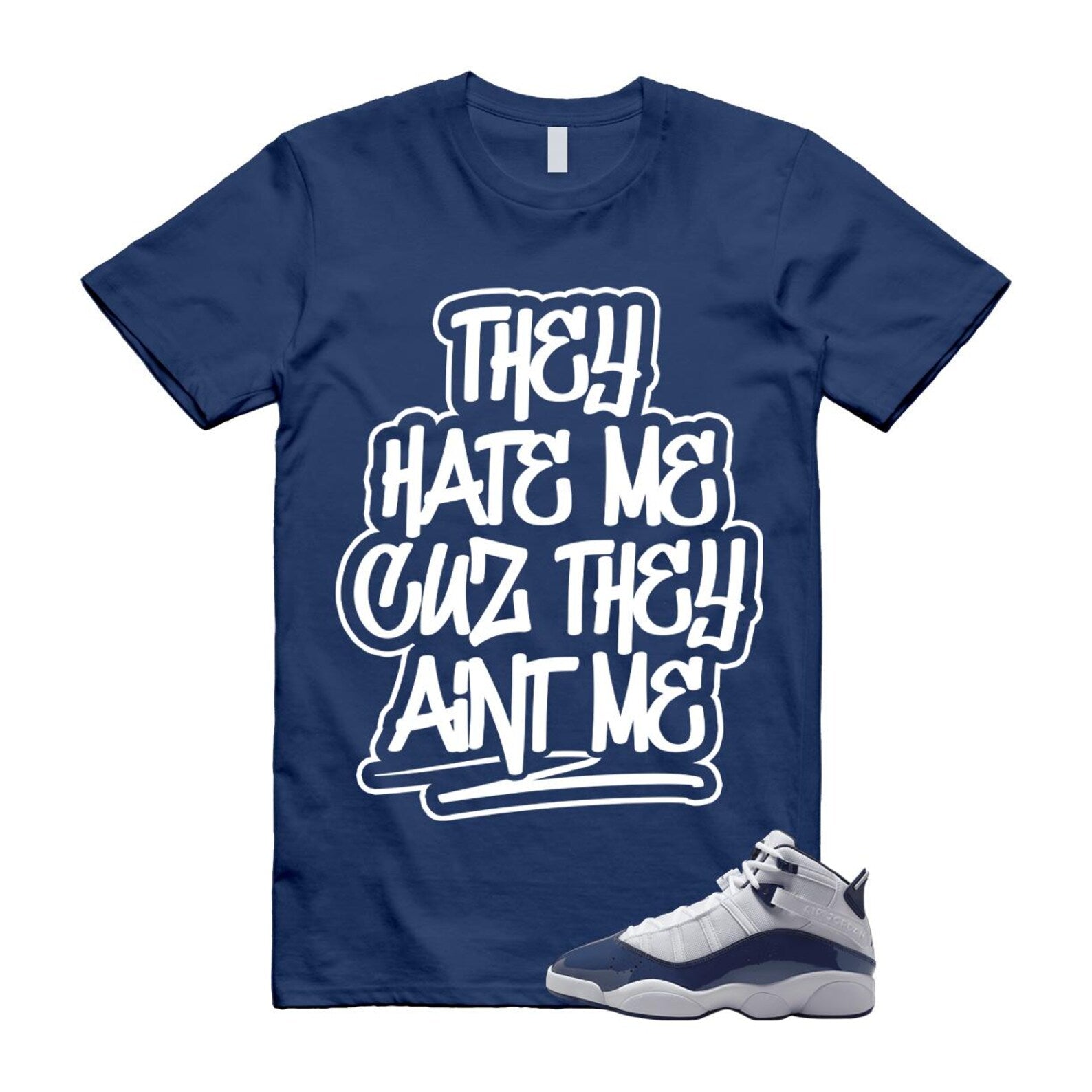 6 Rings White Midnight Navy T Shirt Match AINT 323419-124 T-Shirt, Sneaker Match Tee