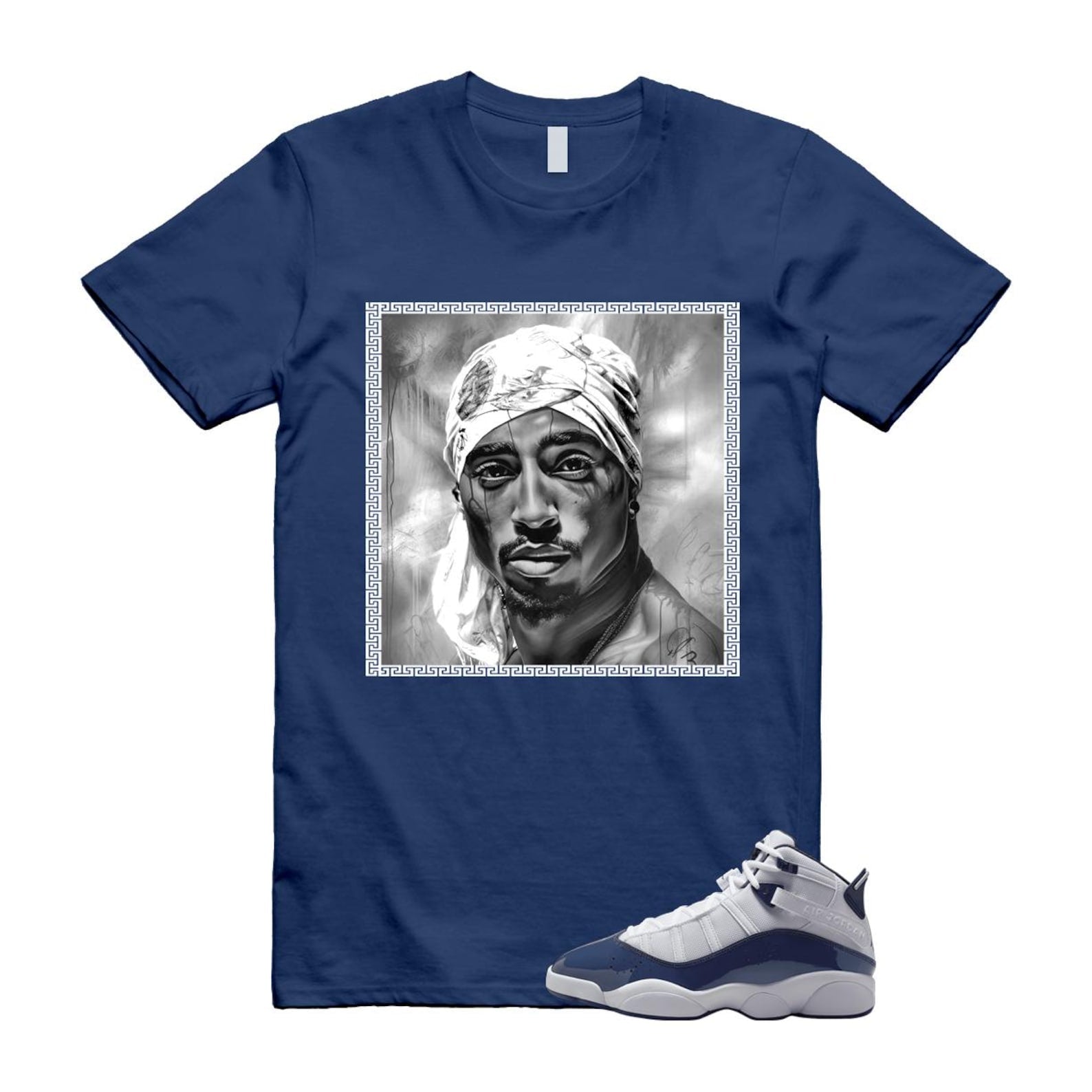 6 Rings White Midnight Navy T Shirt Match PAC 323419-124 T-Shirt, Sneaker Match Tee