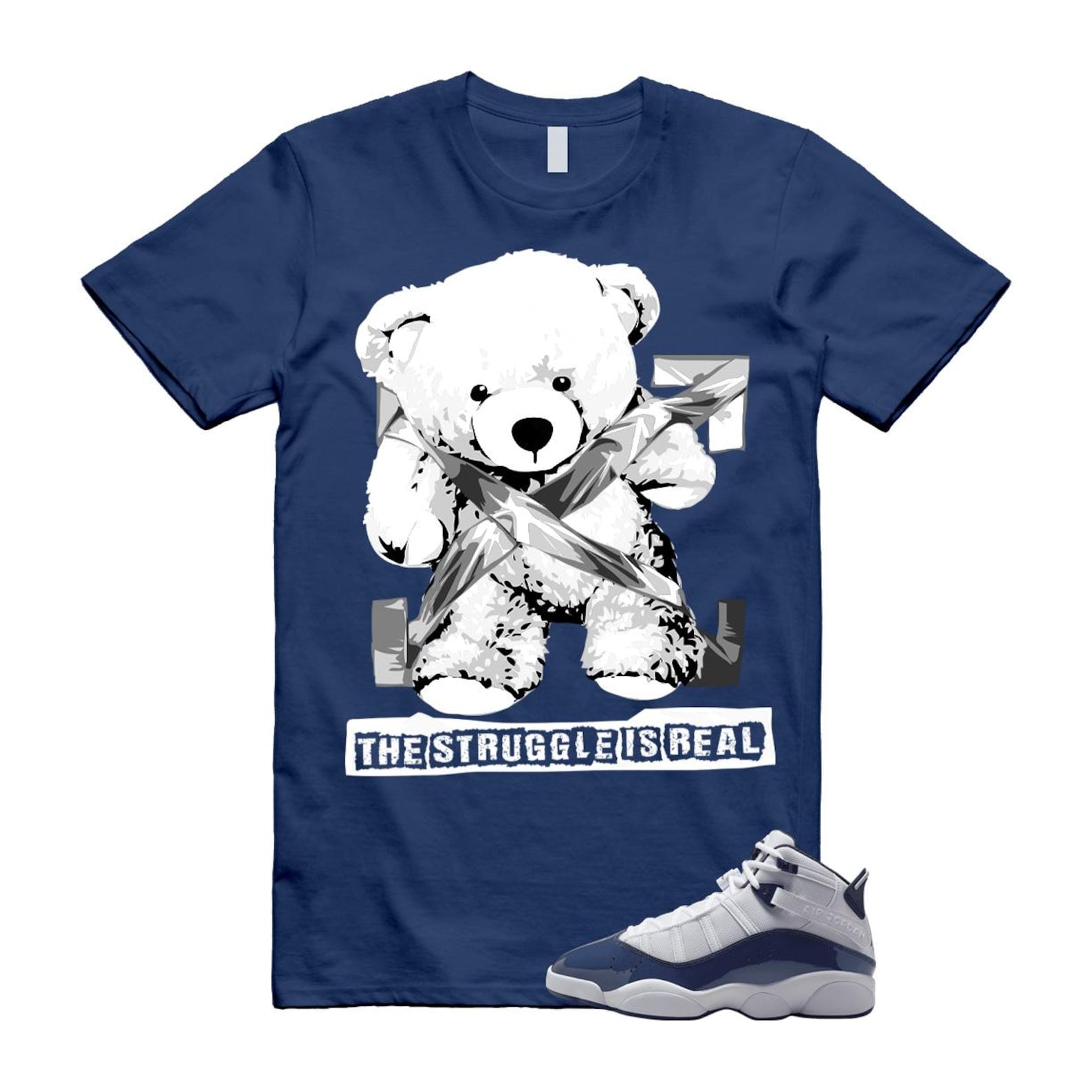 6 Rings White Midnight Navy T Shirt Match STRUG 323419-124 T-Shirt, Sneaker Match Tee