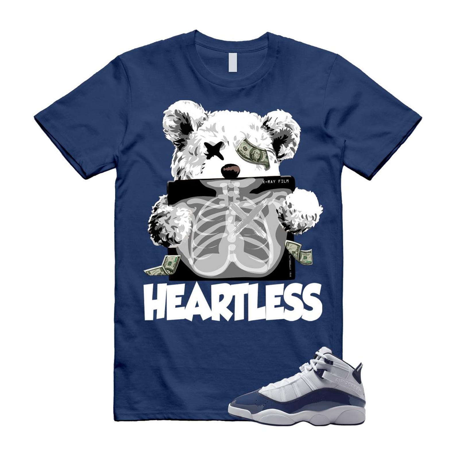 6 Rings White Midnight Navy T Shirt Match HEART 323419-124 T-Shirt, Sneaker Match Tee