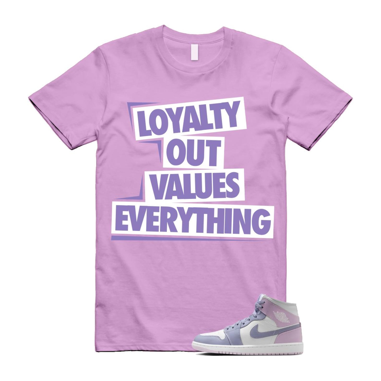 1 Indigo Haze Doll White Purple T Shirt Match LOVE BQ6472-510 T-Shirt, Sneaker Match Tee