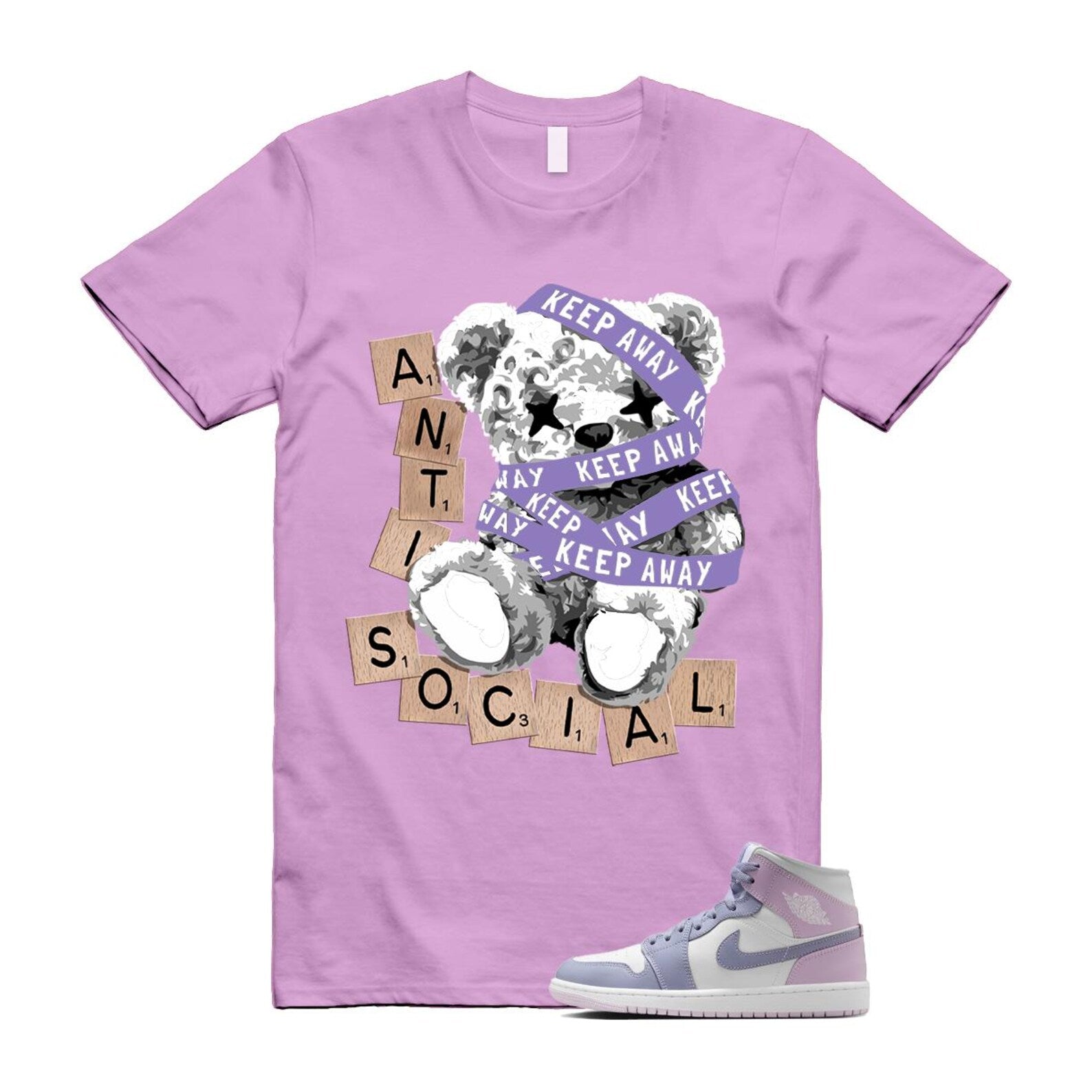 1 Indigo Haze Doll White Purple T Shirt Match ANTI BQ6472-510 T-Shirt, Sneaker Match Tee