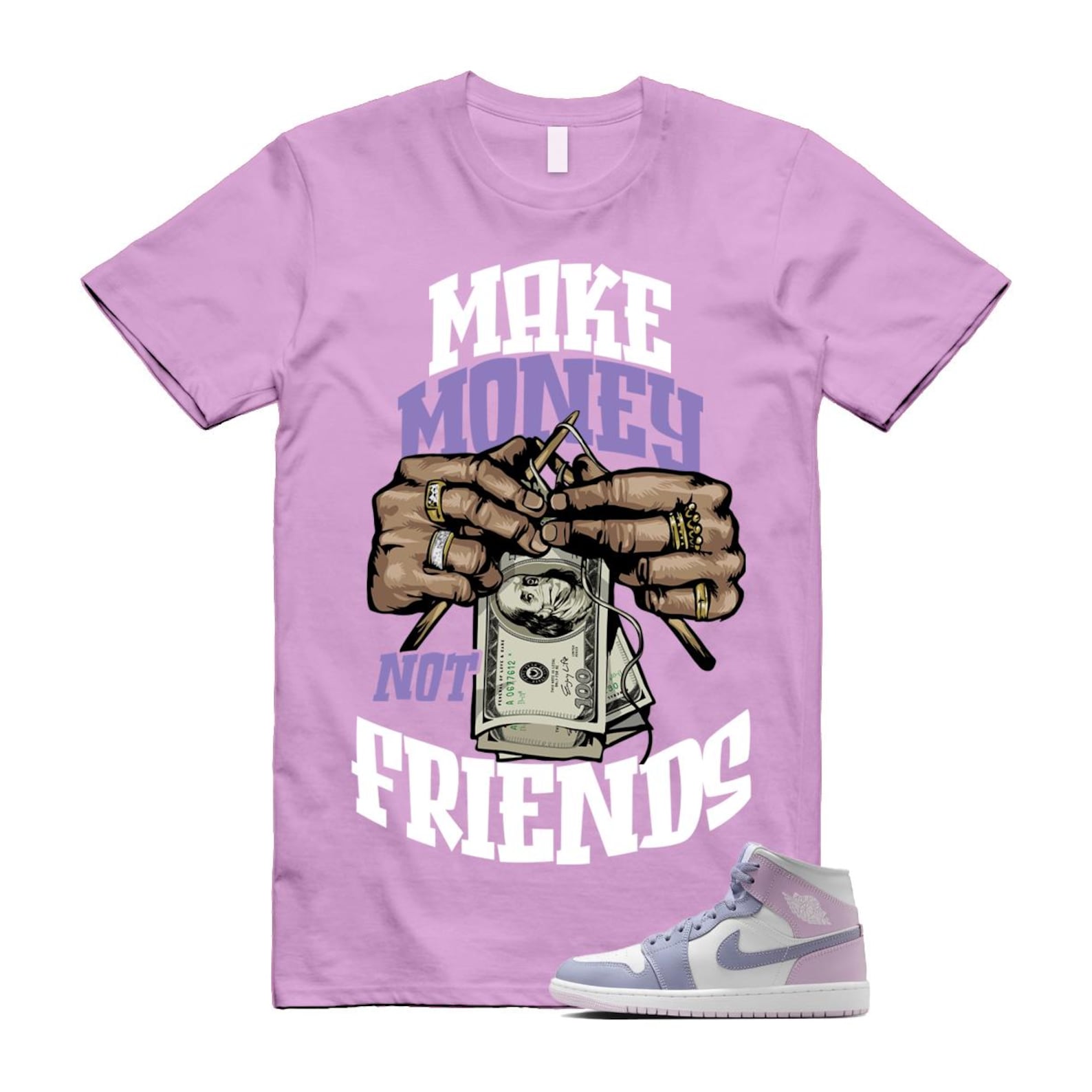 1 Indigo Haze Doll White Purple T Shirt Match MM BQ6472-510 T-Shirt, Sneaker Match Tee