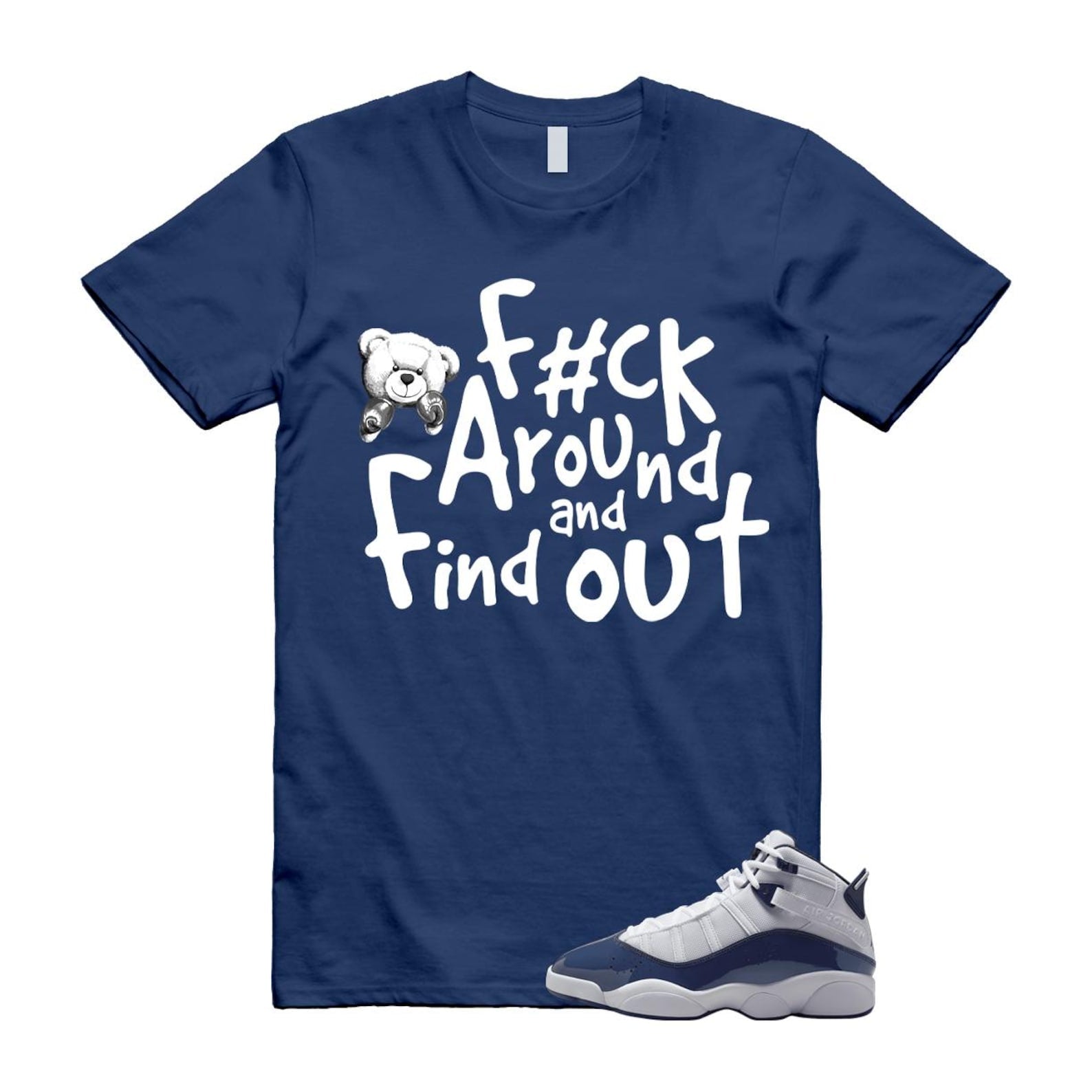 6 Rings White Midnight Navy T Shirt Match FCK 323419-124 T-Shirt, Sneaker Match Tee