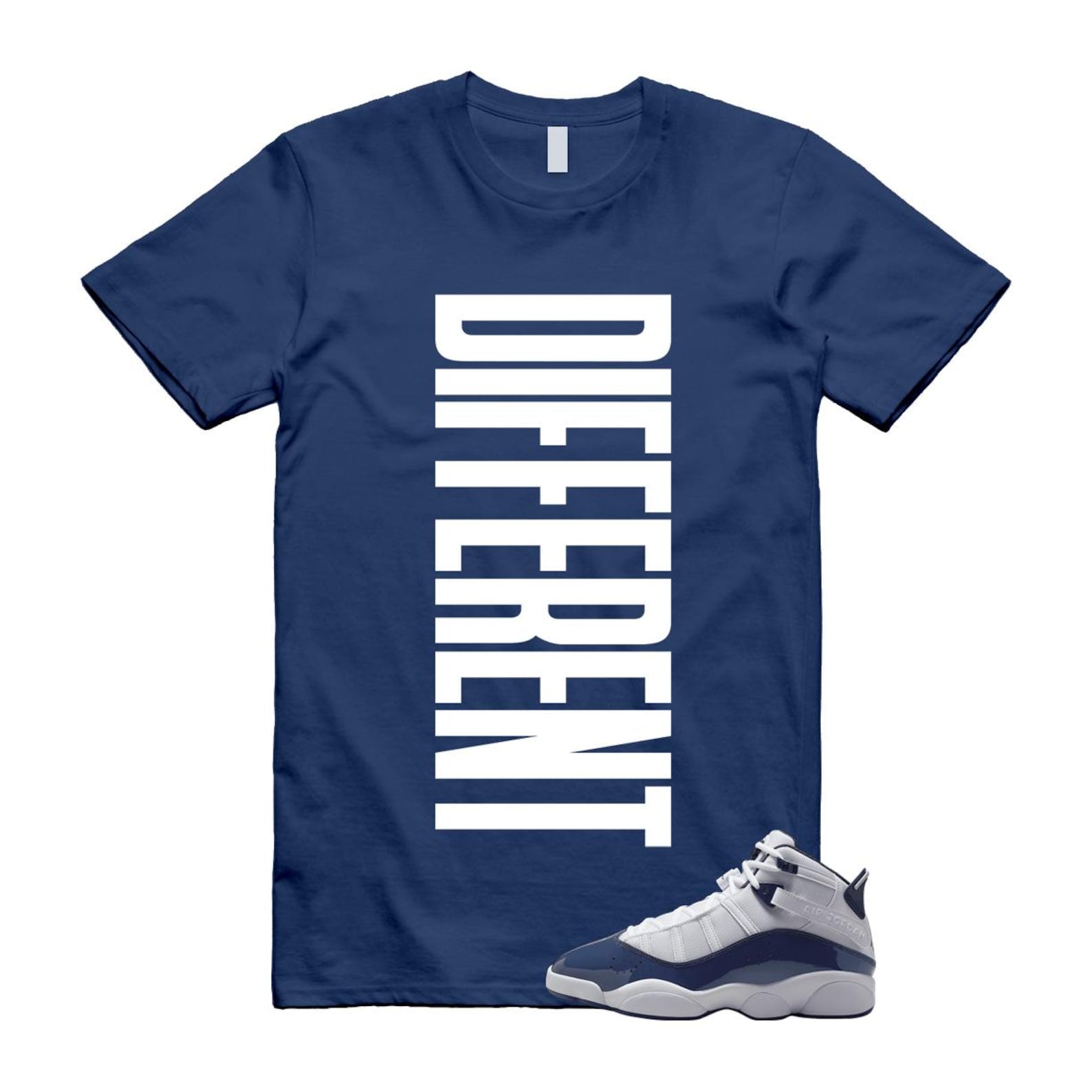 6 Rings White Midnight Navy T Shirt Match DFRNT 323419-124 T-Shirt, Sneaker Match Tee