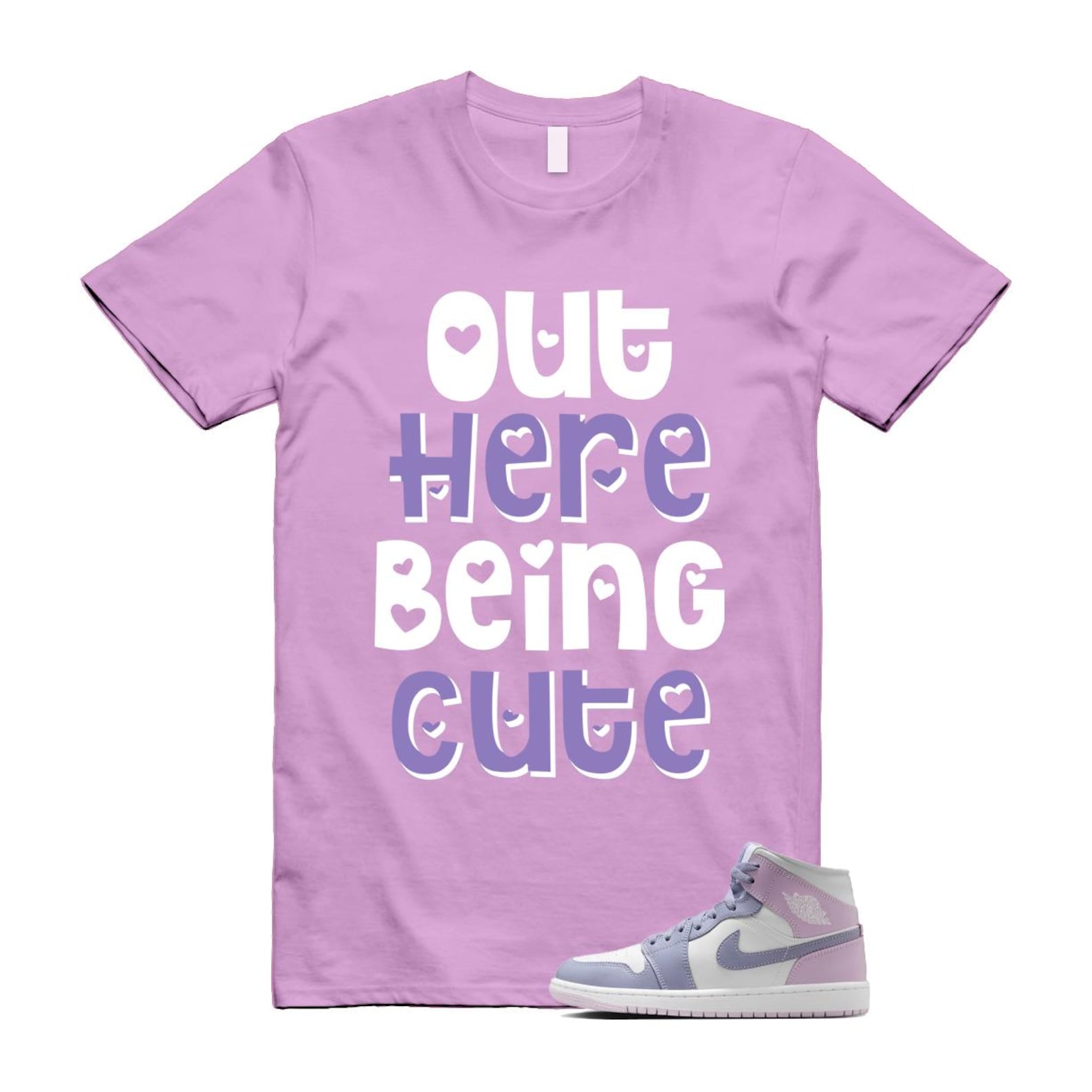 1 Indigo Haze Doll White Purple T Shirt Match OHBC BQ6472-510 T-Shirt, Sneaker Match Tee