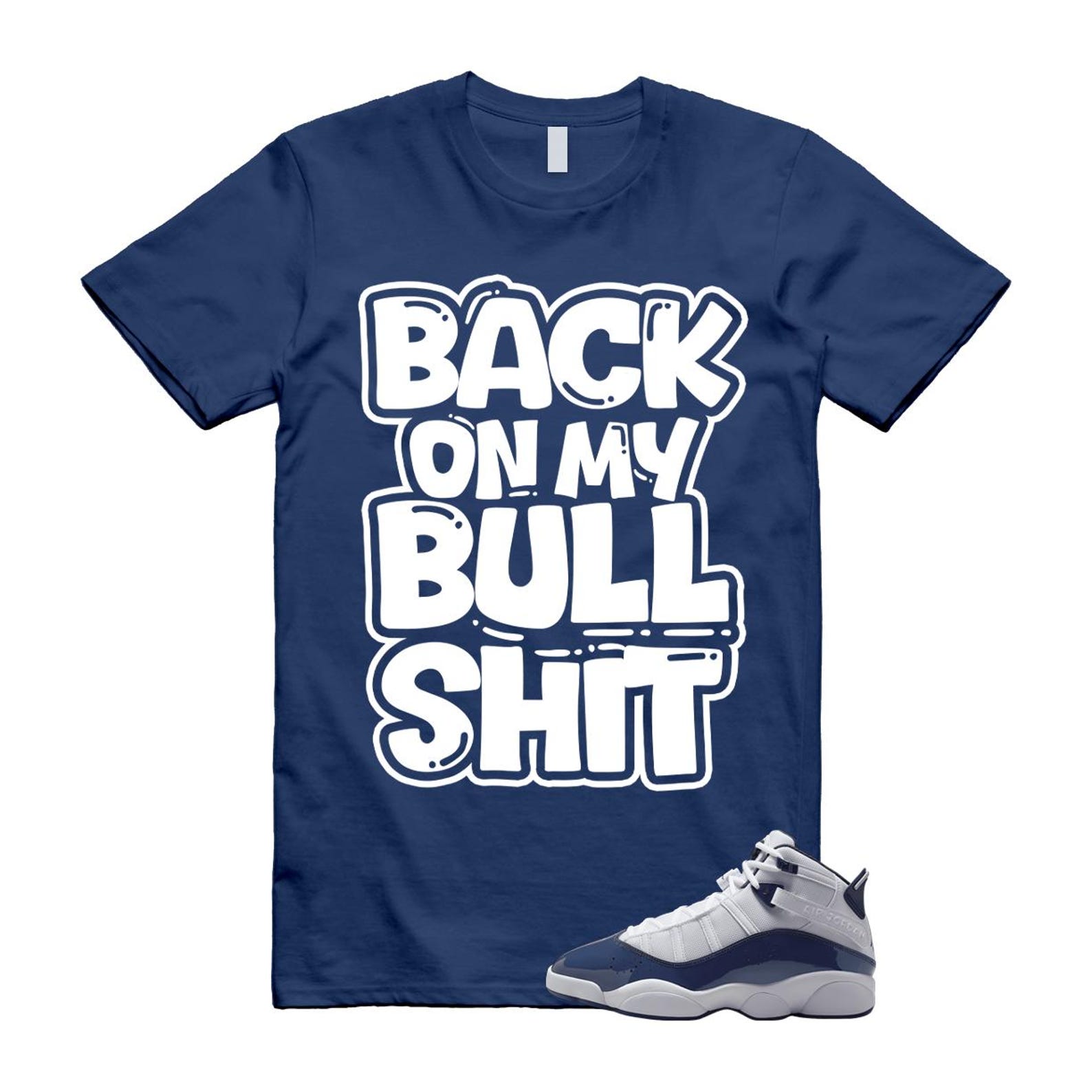 6 Rings White Midnight Navy T Shirt Match BULL 323419-124 T-Shirt, Sneaker Match Tee