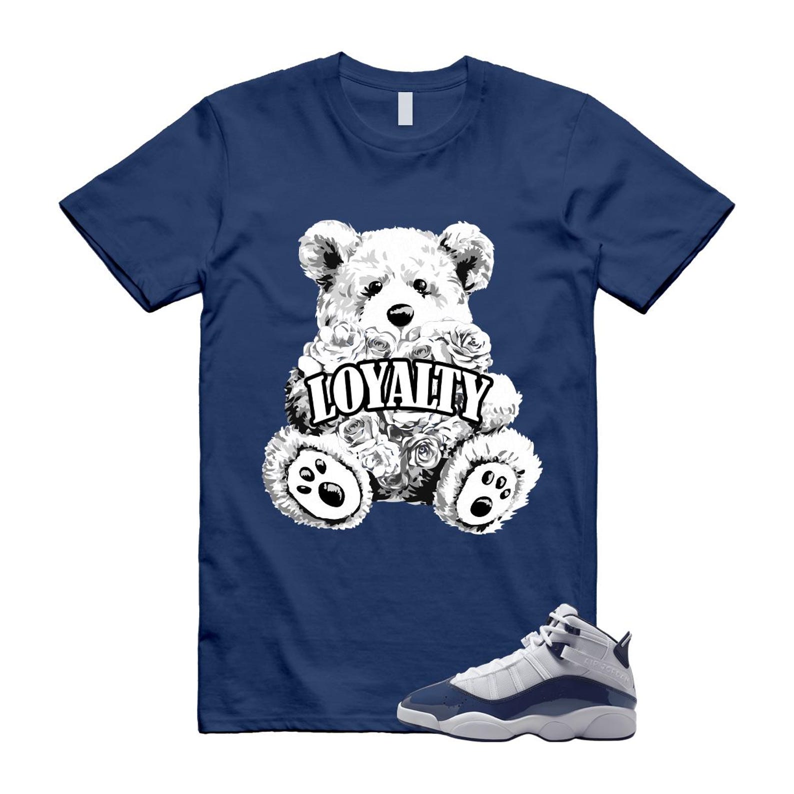 6 Rings White Midnight Navy T Shirt Match LYLTY 323419-124 T-Shirt, Sneaker Match Tee