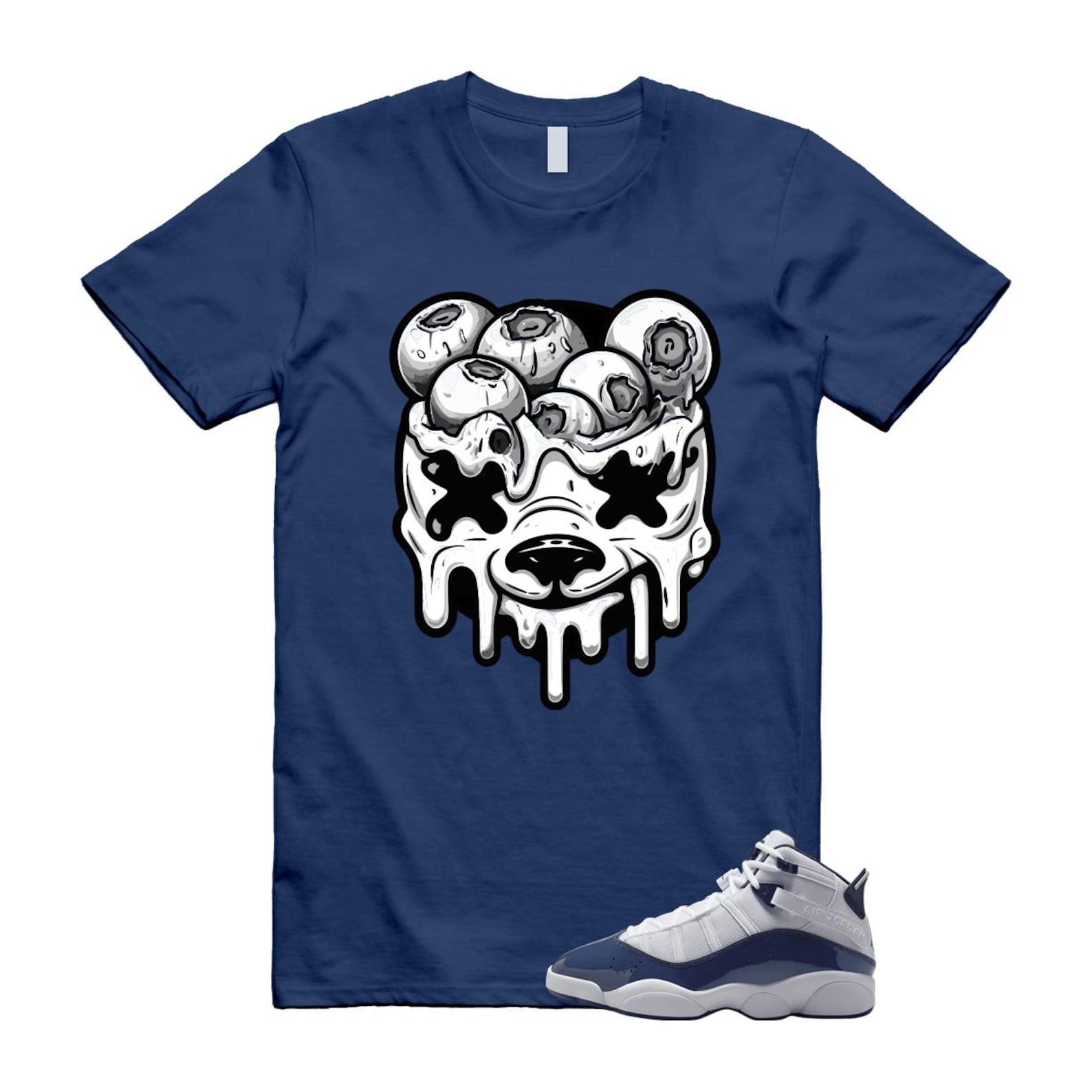 6 Rings White Midnight Navy T Shirt Match DBEAR 323419-124 T-Shirt, Sneaker Match Tee