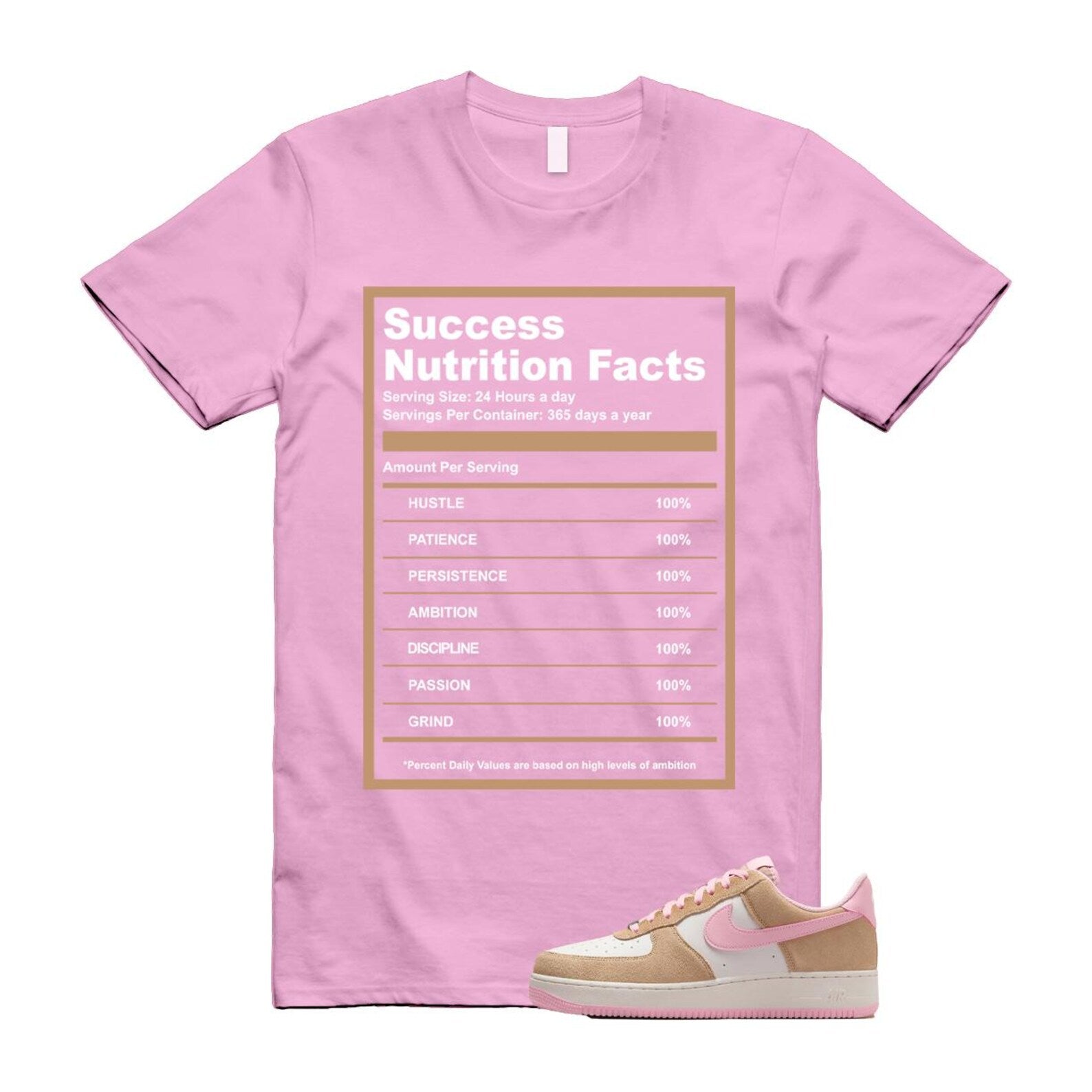 Air Force 1 Rattan Pink Hemp Phantom Medium Soft Low '07 LV8 T Shirt Match SUCC FQ8714-202 T-Shirt, Sneaker Match Tee