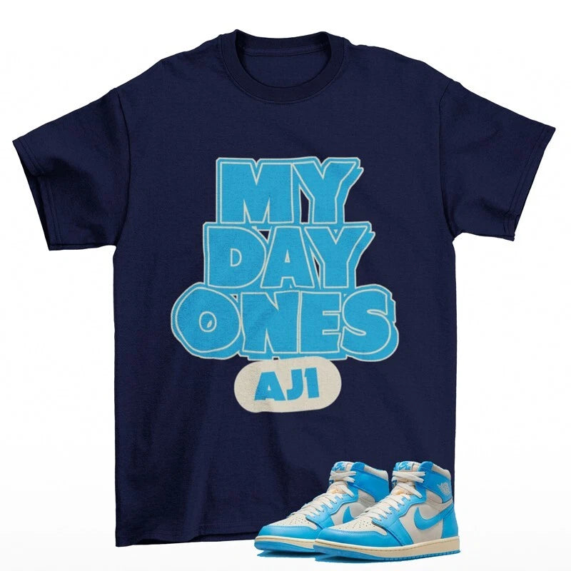Day One Sneaker Shirt Blue to Match Jordan 1 Retro UNC Reimagined DZ5485-402 T-Shirt, Sneaker Match Tee