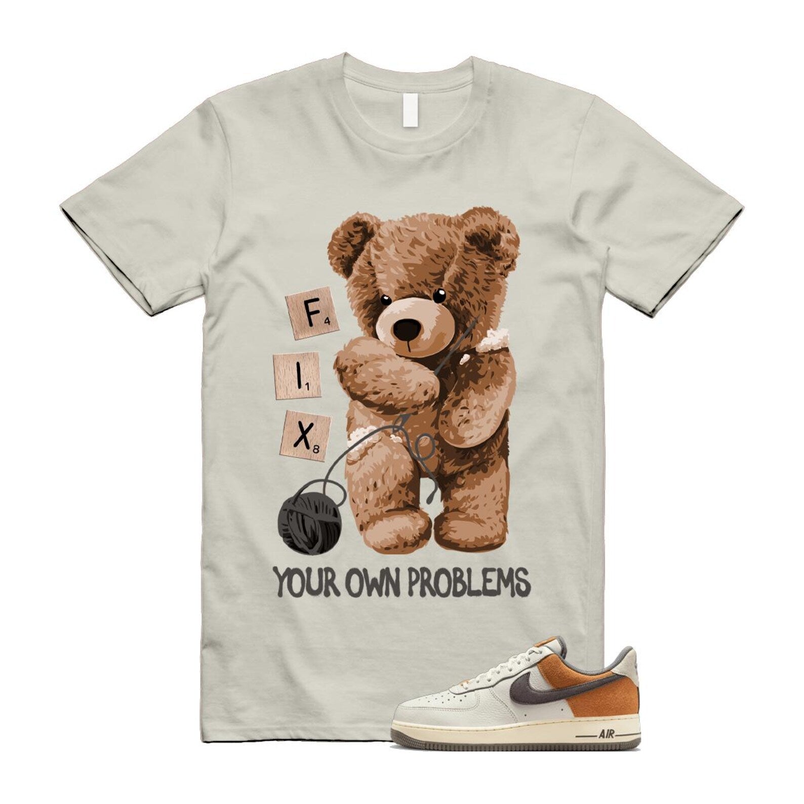 Air Force 1 Phantom Copper Moon Coconut Milk Flat Pewter T Shirt Match FIX IB7718-030 T-Shirt, Sneaker Match Tee