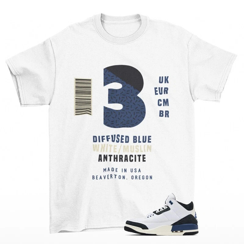Sneaker Label Shirt to Match Jordan 3 A Ma ManiÃ©re Diffused Blue HV8571-100 T-Shirt, Sneaker Match Tee