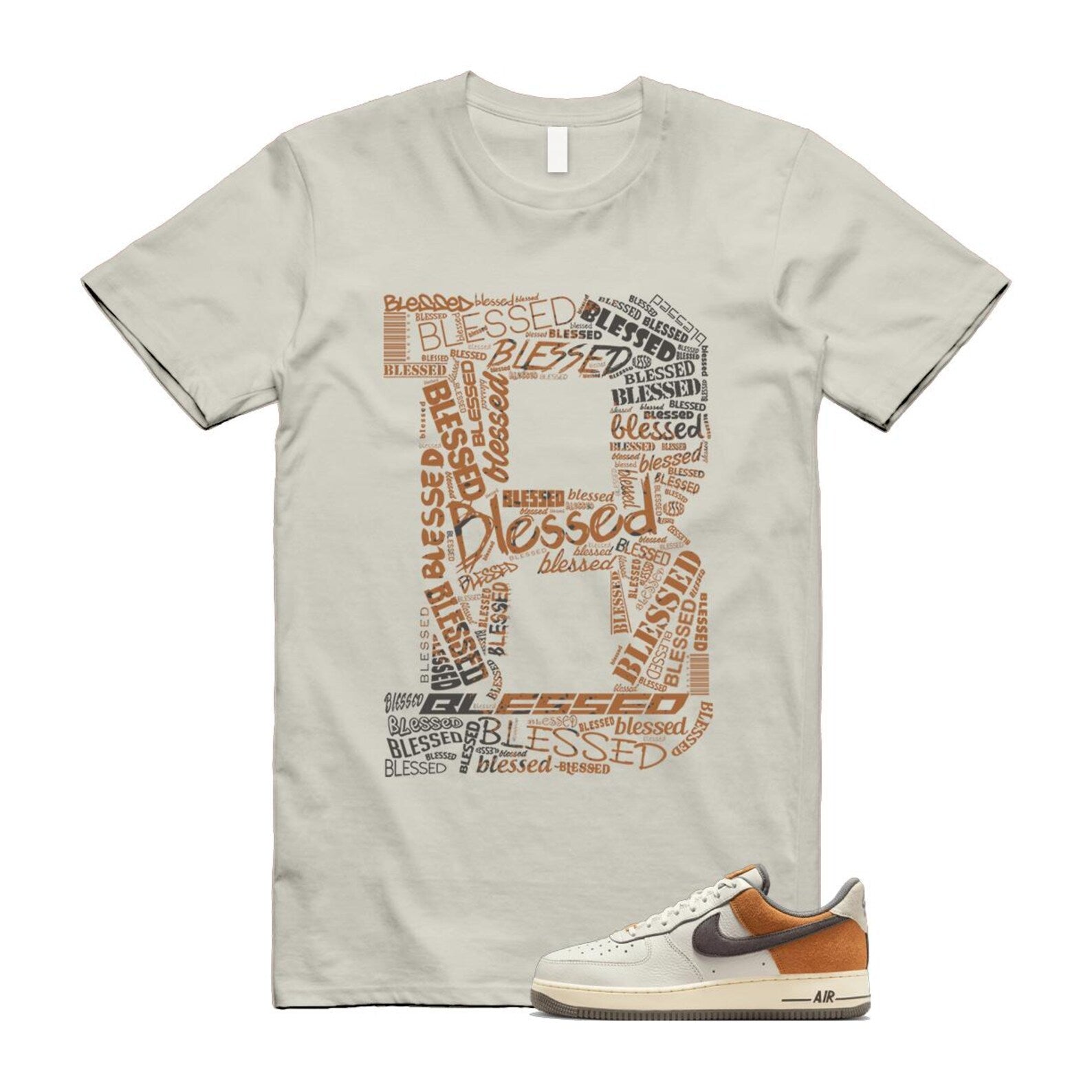 Air Force 1 Phantom Copper Moon Coconut Milk Flat Pewter T Shirt Match B BLS IB7718-030 T-Shirt, Sneaker Match Tee