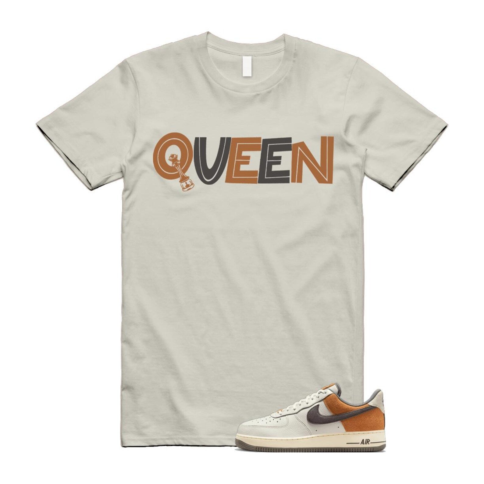 Air Force 1 Phantom Copper Moon Coconut Milk Flat Pewter T Shirt Match QUEEN IB7718-030 T-Shirt, Sneaker Match Tee