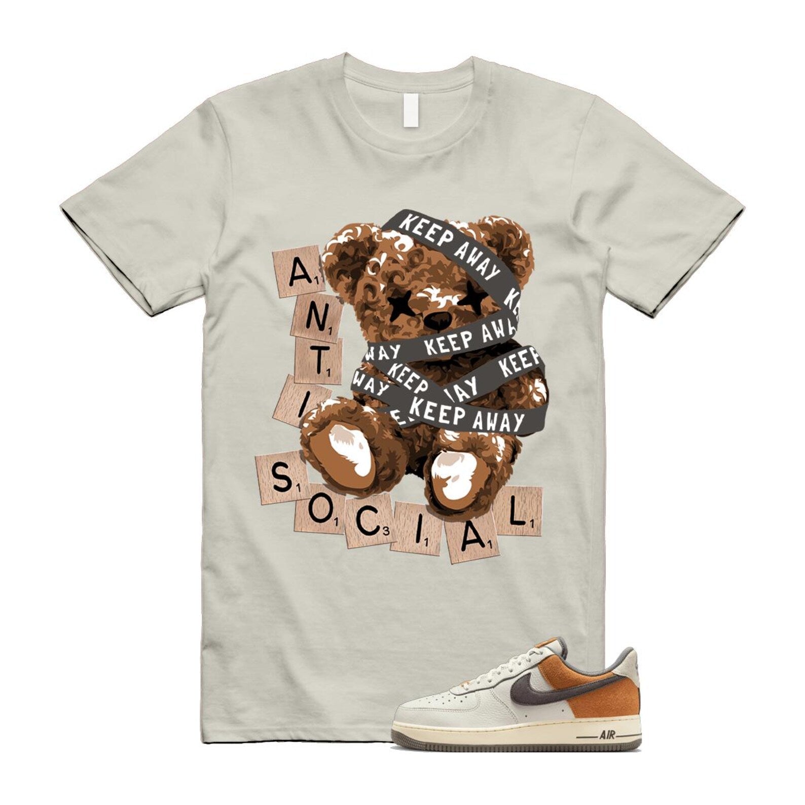 Air Force 1 Phantom Copper Moon Coconut Milk Flat Pewter T Shirt Match ANTI IB7718-030 T-Shirt, Sneaker Match Tee