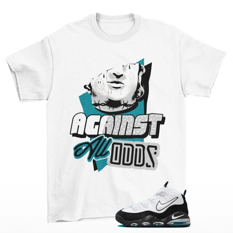 All Odds Shirt White to Match Air Max Uptempo 95 Mystic Teal 311090-100 T-Shirt, Sneaker Match Tee