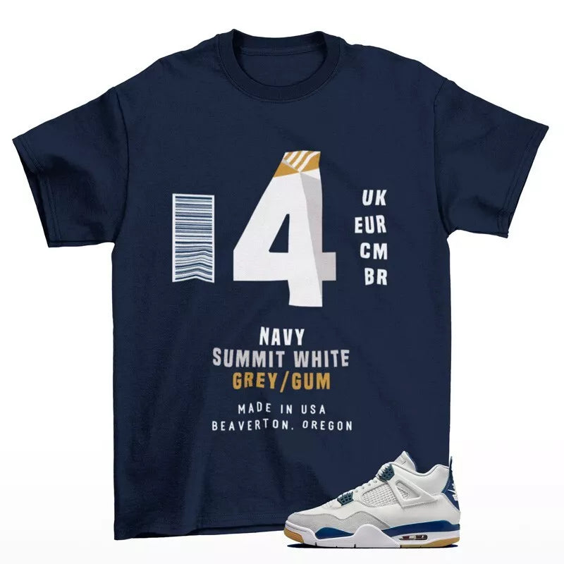 Sneaker Label Shirt to Match Jordan 4 Retro SB Navy DR5415-100 T-Shirt, Sneaker Match Tee
