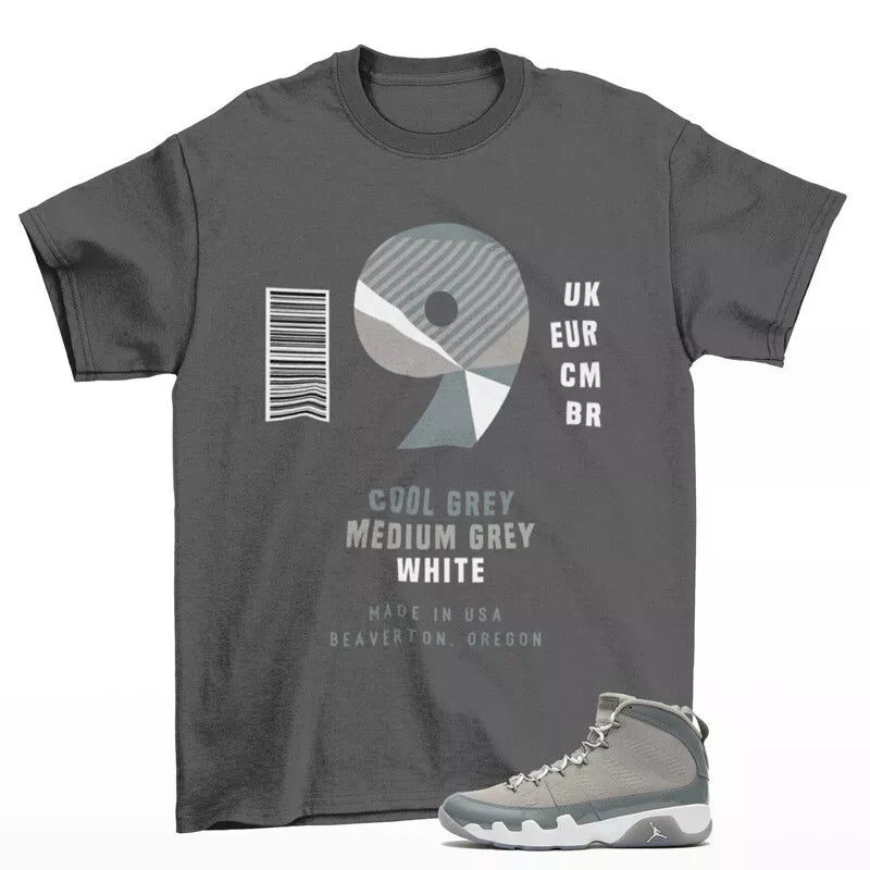 Sneaker Label Shirt Grey to Match Jordan 9 Retro Cool Grey HV4794-011 T-Shirt, Sneaker Match Tee