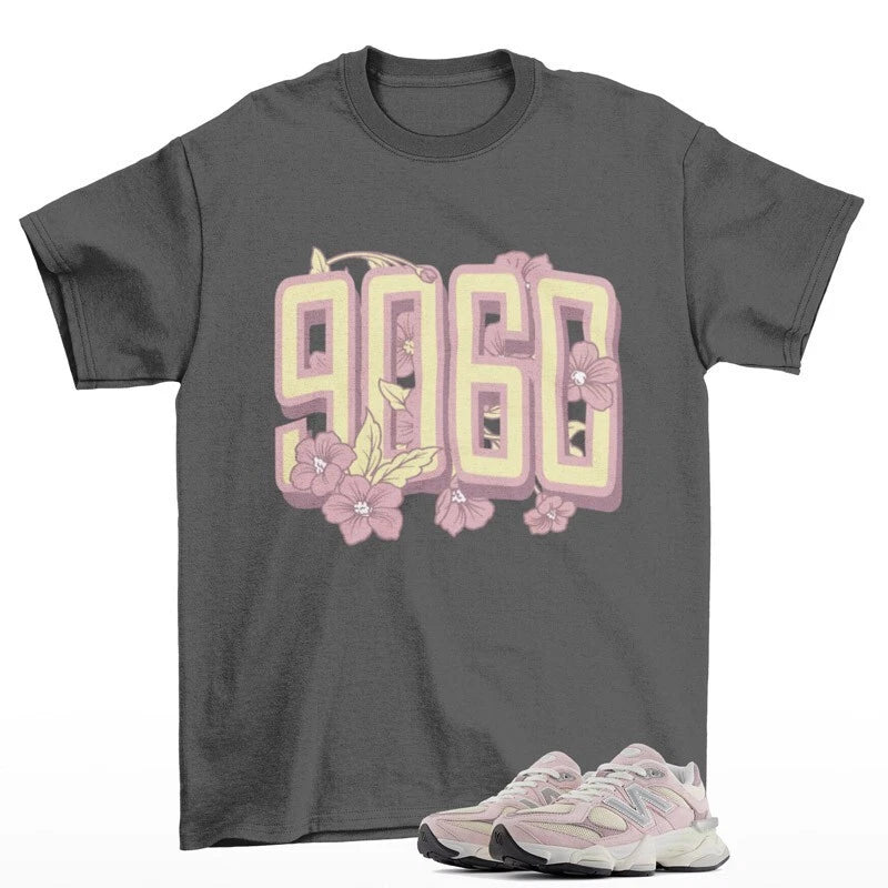 Floral Flex Sneaker Shirt to Match 9060 Rose Sugar Angora Ice Wine U9060LBC T-Shirt, Sneaker Match Tee