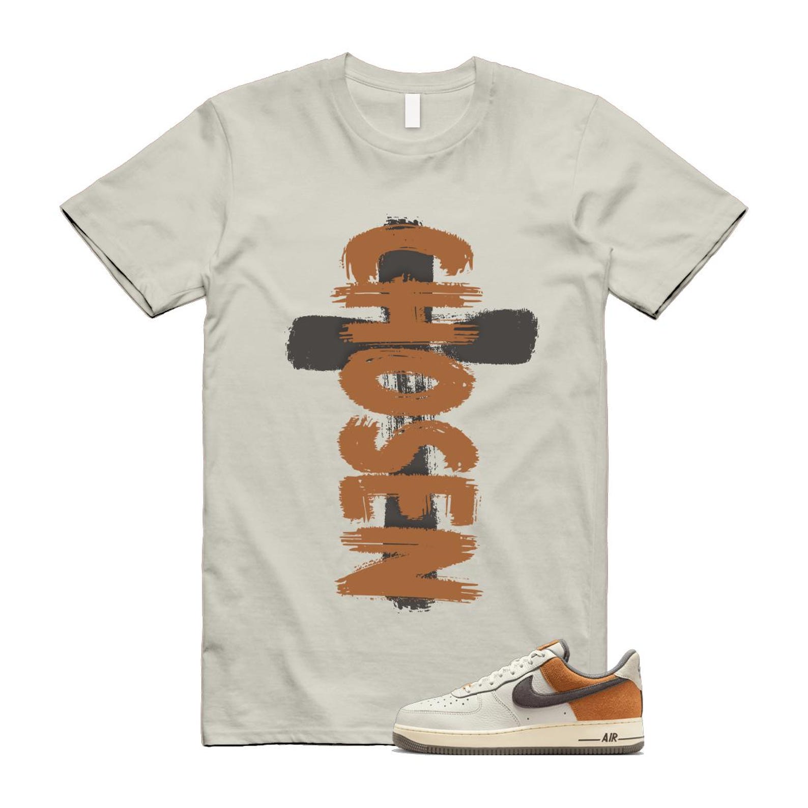 Air Force 1 Phantom Copper Moon Coconut Milk Flat Pewter T Shirt Match CHOSEN IB7718-030 T-Shirt, Sneaker Match Tee