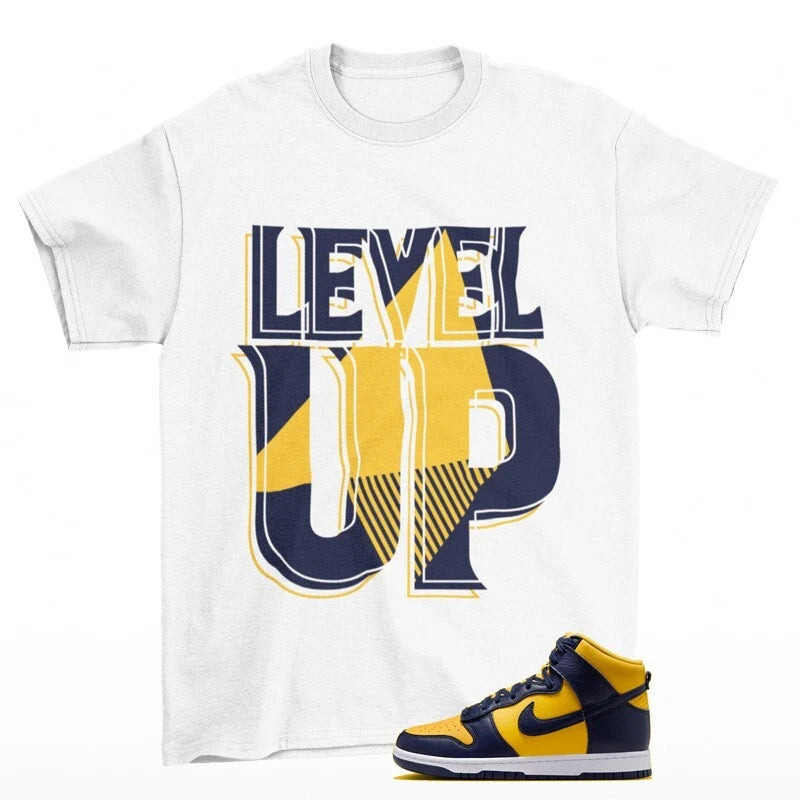 Level Up Sneaker Shirt White to Match Dunk High Michigan HF3143-700 T-Shirt, Sneaker Match Tee