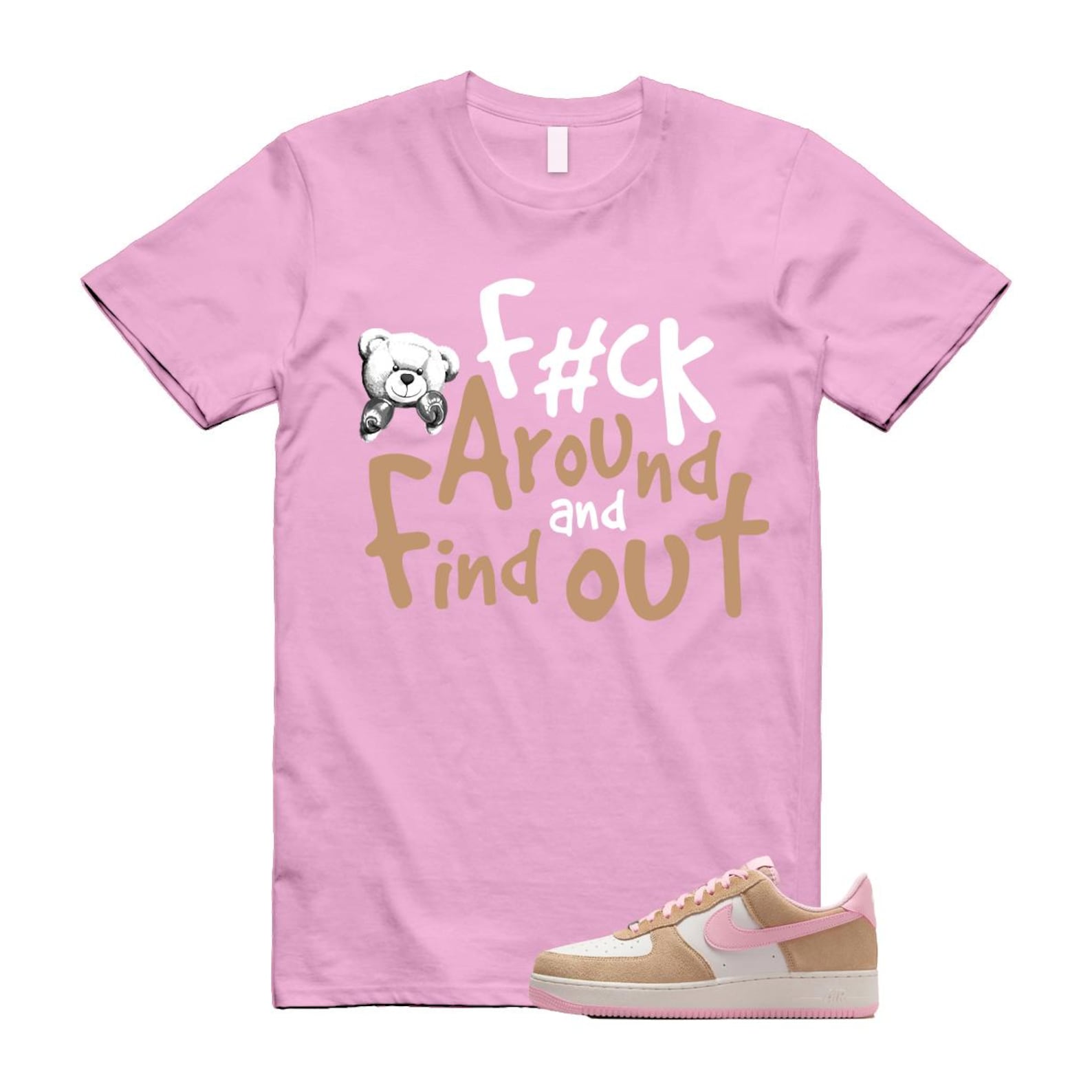 Air Force 1 Rattan Pink Hemp Phantom Medium Soft Low '07 LV8 T Shirt Match FCK FQ8714-202 T-Shirt, Sneaker Match Tee