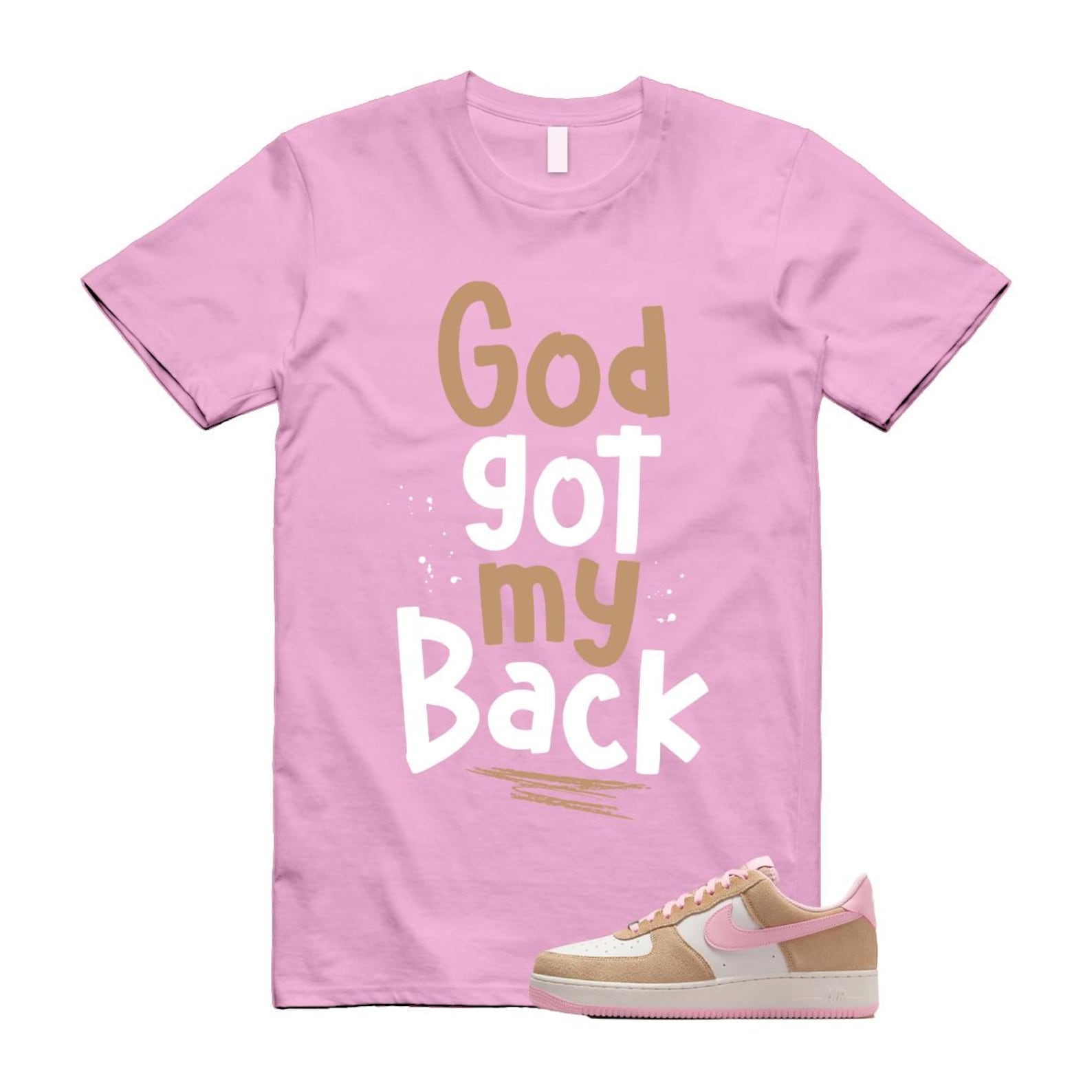 Air Force 1 Rattan Pink Hemp Phantom Medium Soft Low '07 LV8 T Shirt Match GOD FQ8714-202 T-Shirt, Sneaker Match Tee